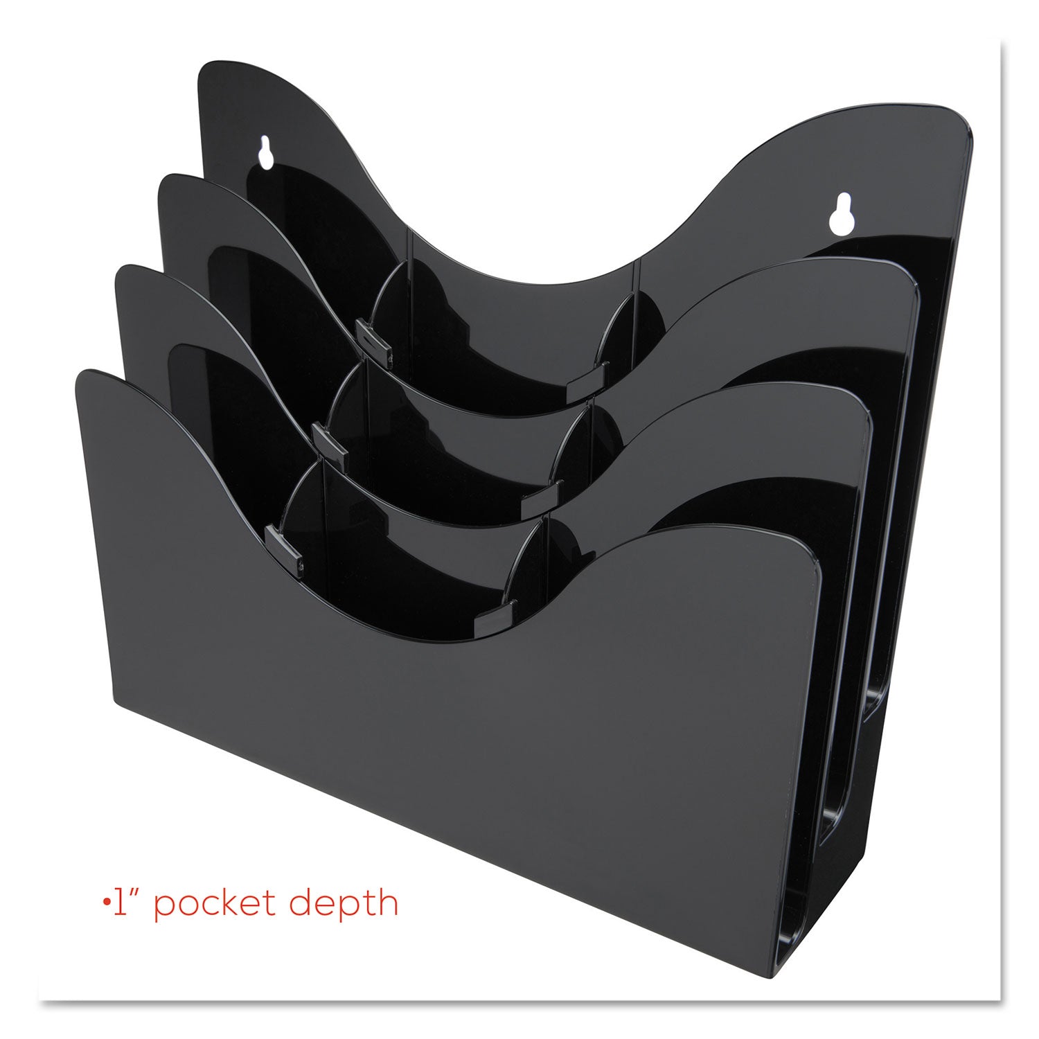 deflecto® 3-Tier Document Organizer W/6 Removable Dividers, 13.38w X 3.5d X 11.5h, Black