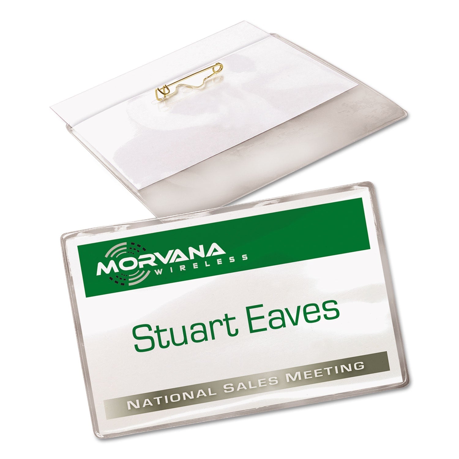 Avery® Pin-Style Badge Holder With Laser/inkjet Insert, Top Load, 3.5 X 2.25, White, 100/box