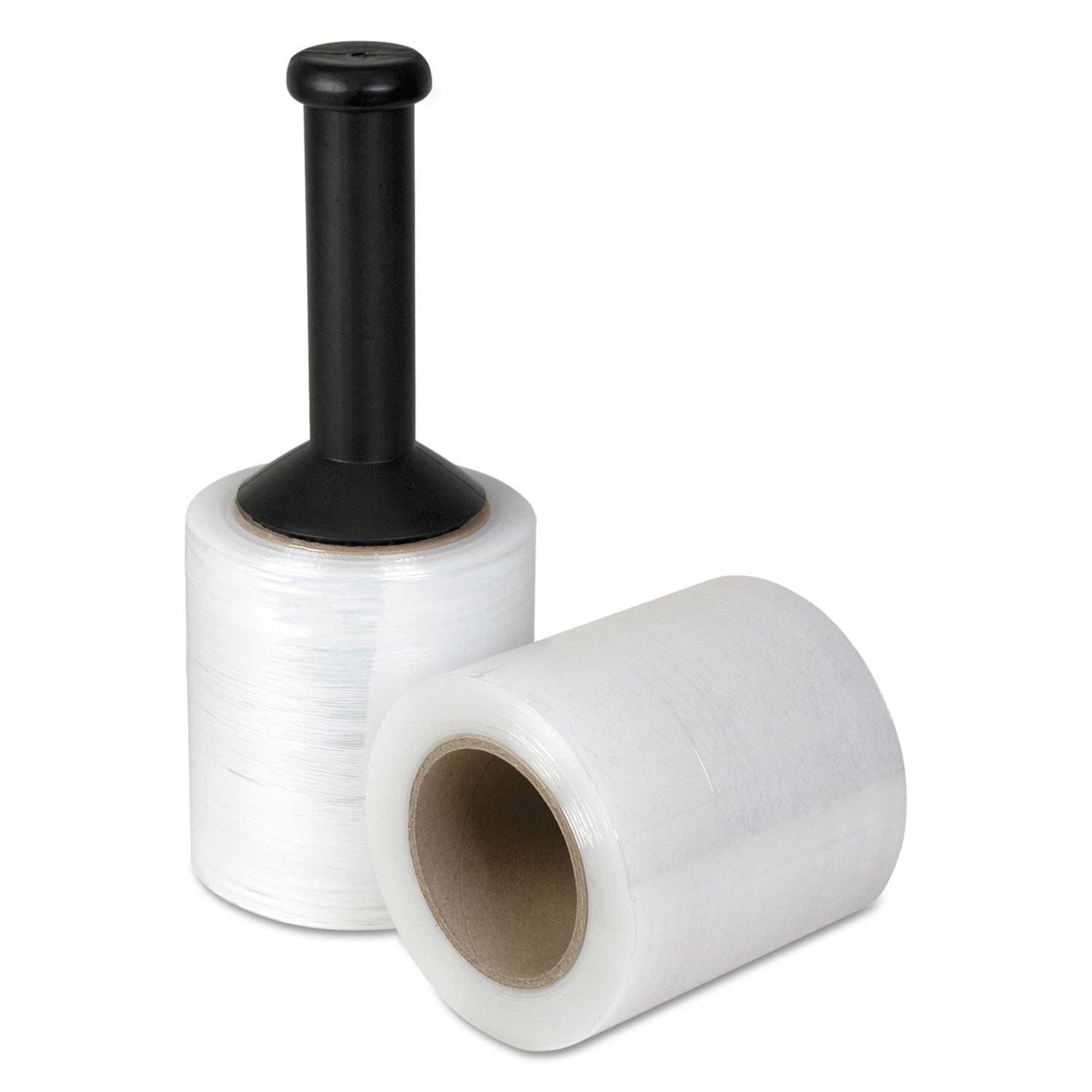 Universal® Unstretched Handwrap Film with Reusable Handle-Style Dispenser, 5" x 1,000 ft, 20 mic (80-Gauge), Clear, 12/Carton