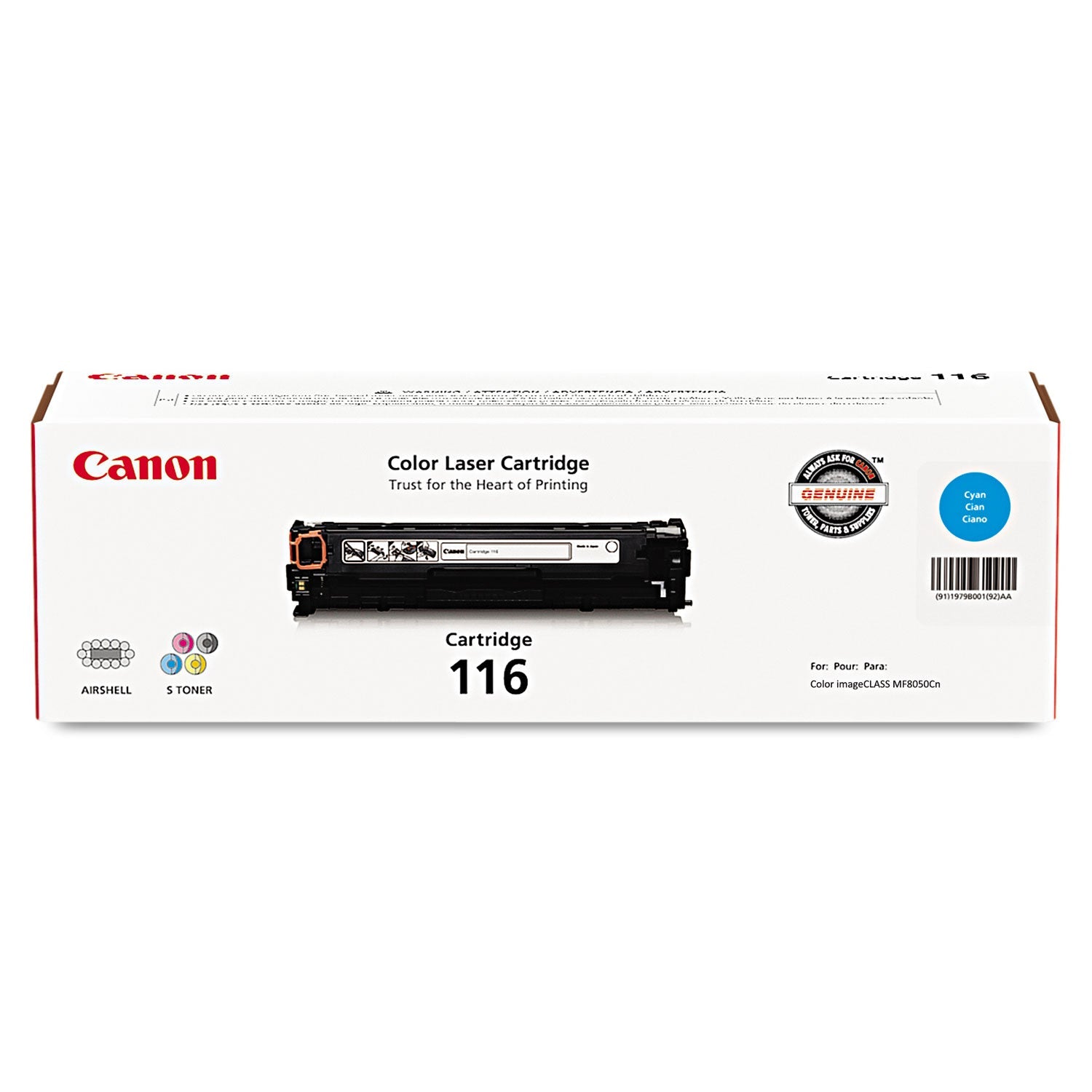 Canon® 1979b001 (116) Toner, 1,500 Page-Yield, Cyan