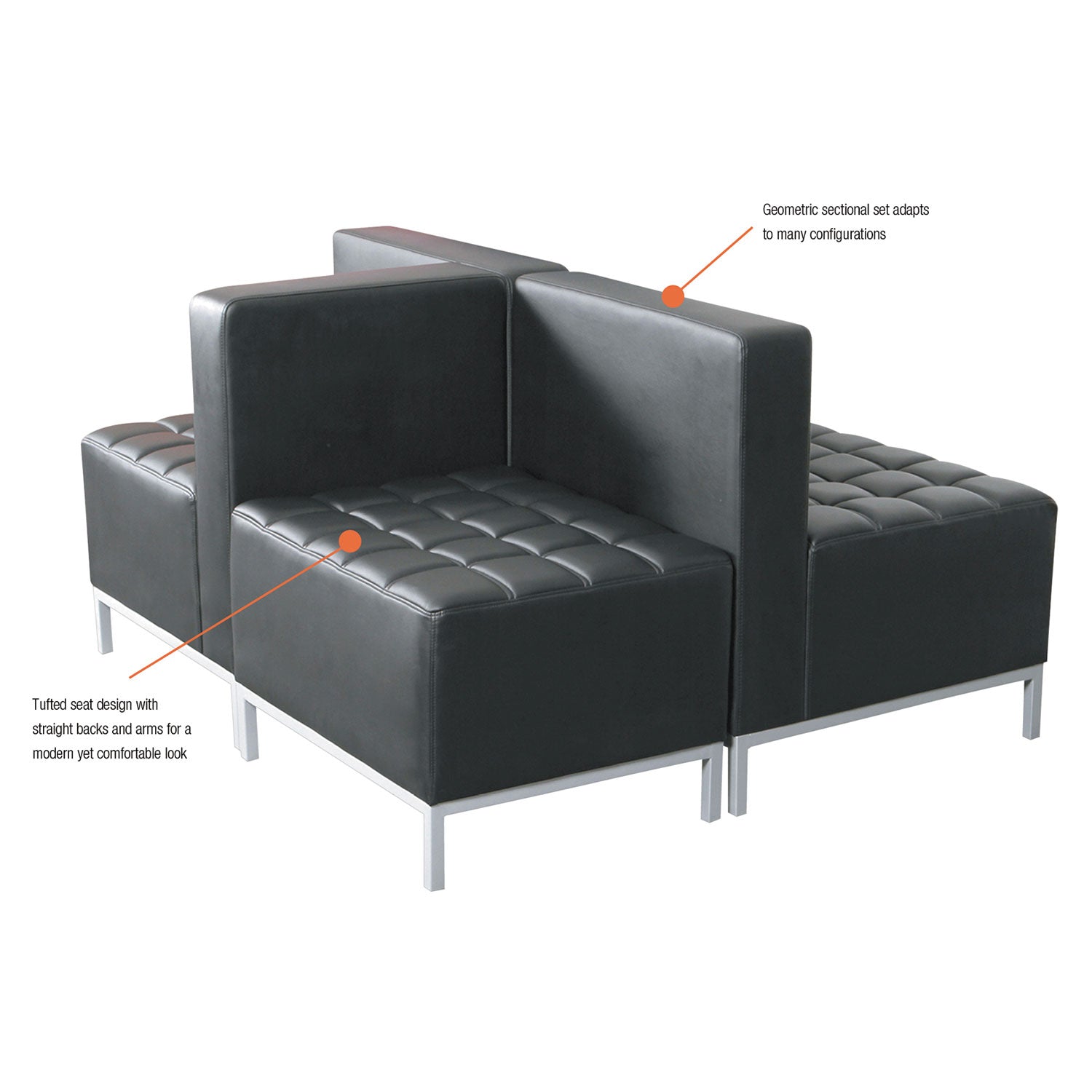Alera® Alera QUB Series Corner Sectional, 26.38" x 26.38" x 30.5", Black