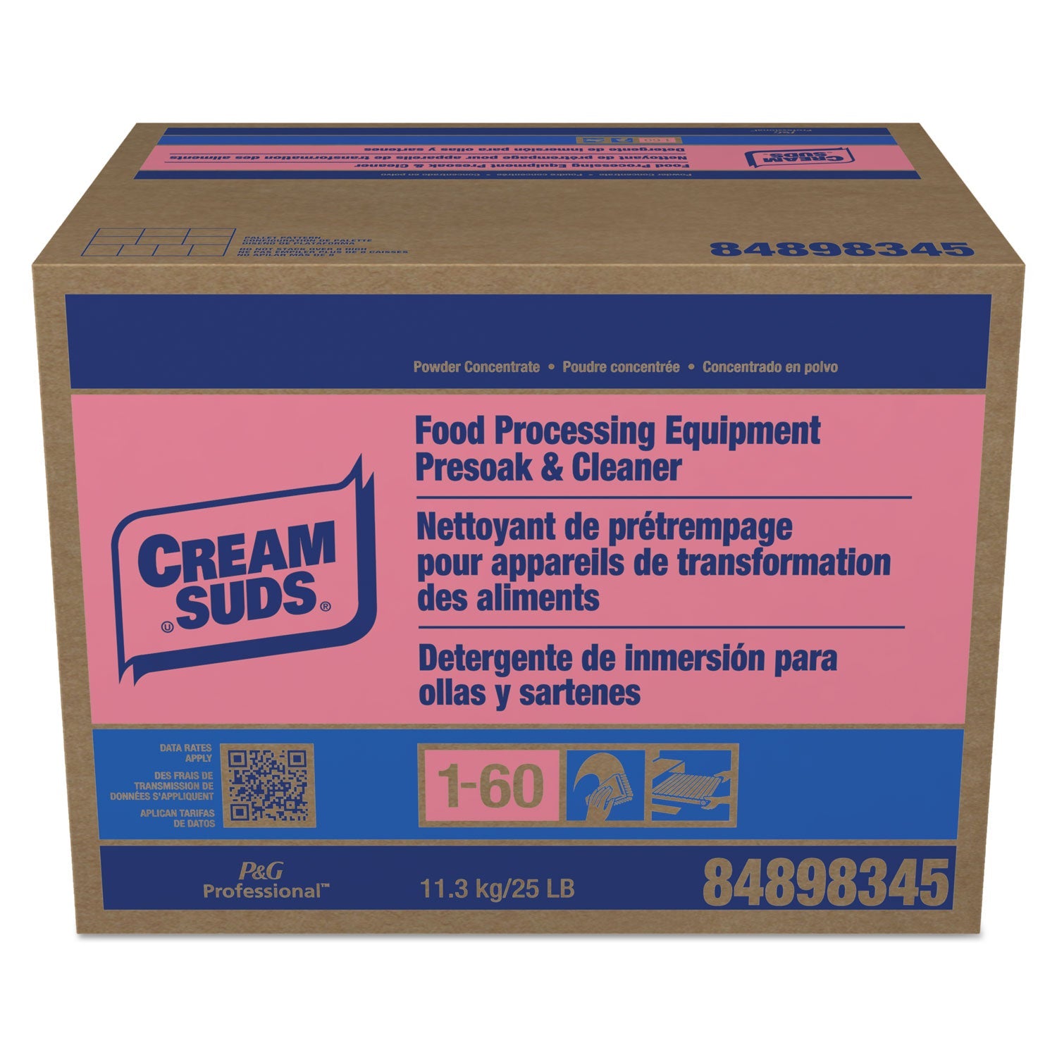 Cream Suds® Manual Pot and Pan Presoak and Detergent with Phosphate, Baby Powder Scent, Powder, 25 lb Box
