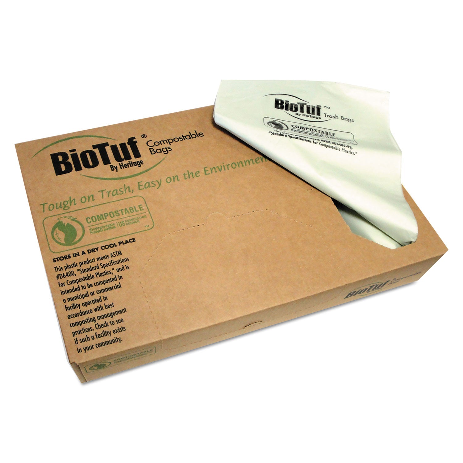 Biotuf Compostable Can Liners | 60 Gal, Green