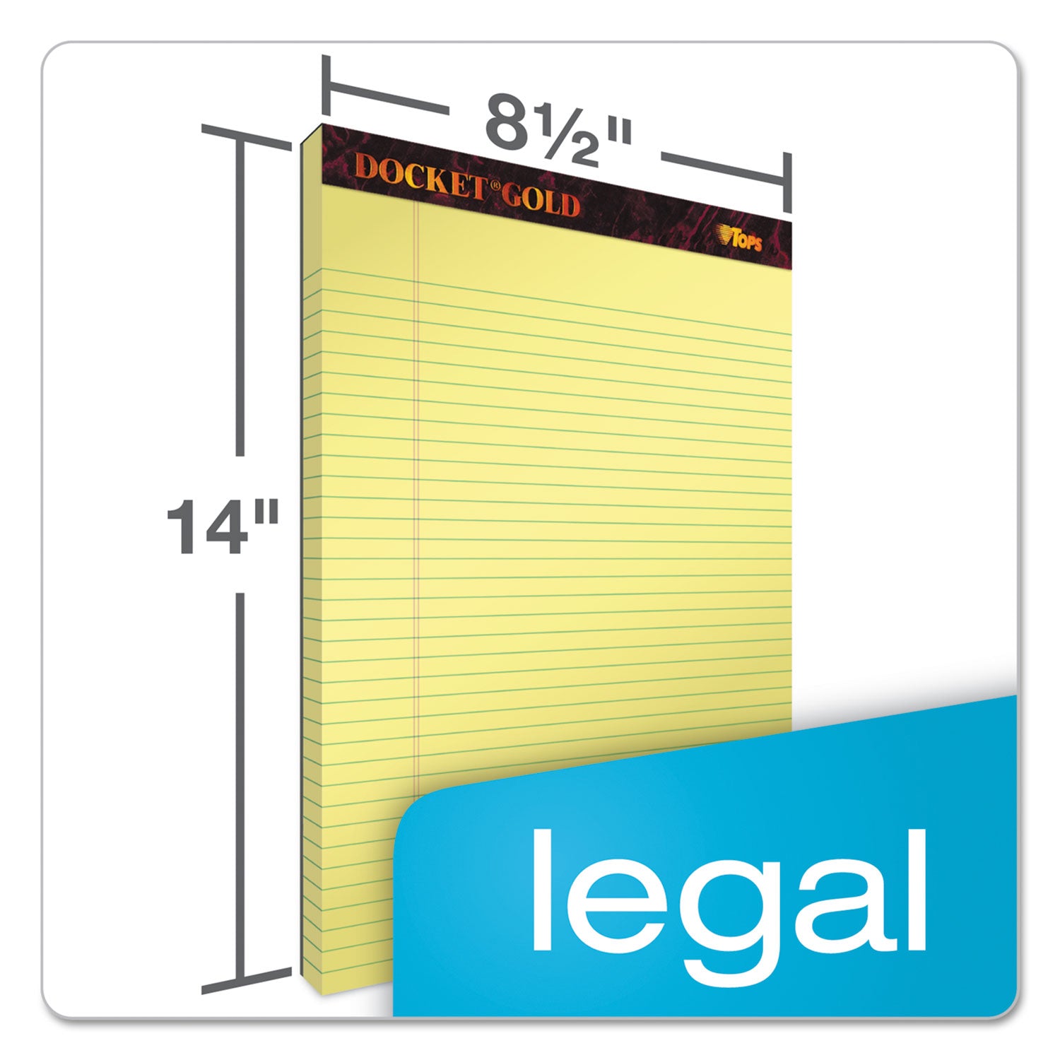 TOPS™ Docket Gold Ruled Perforated Pads, Wide/legal Rule, 50 Canary-Yellow 8.5 X 14 Sheets, 12/pack - Bloom Skins