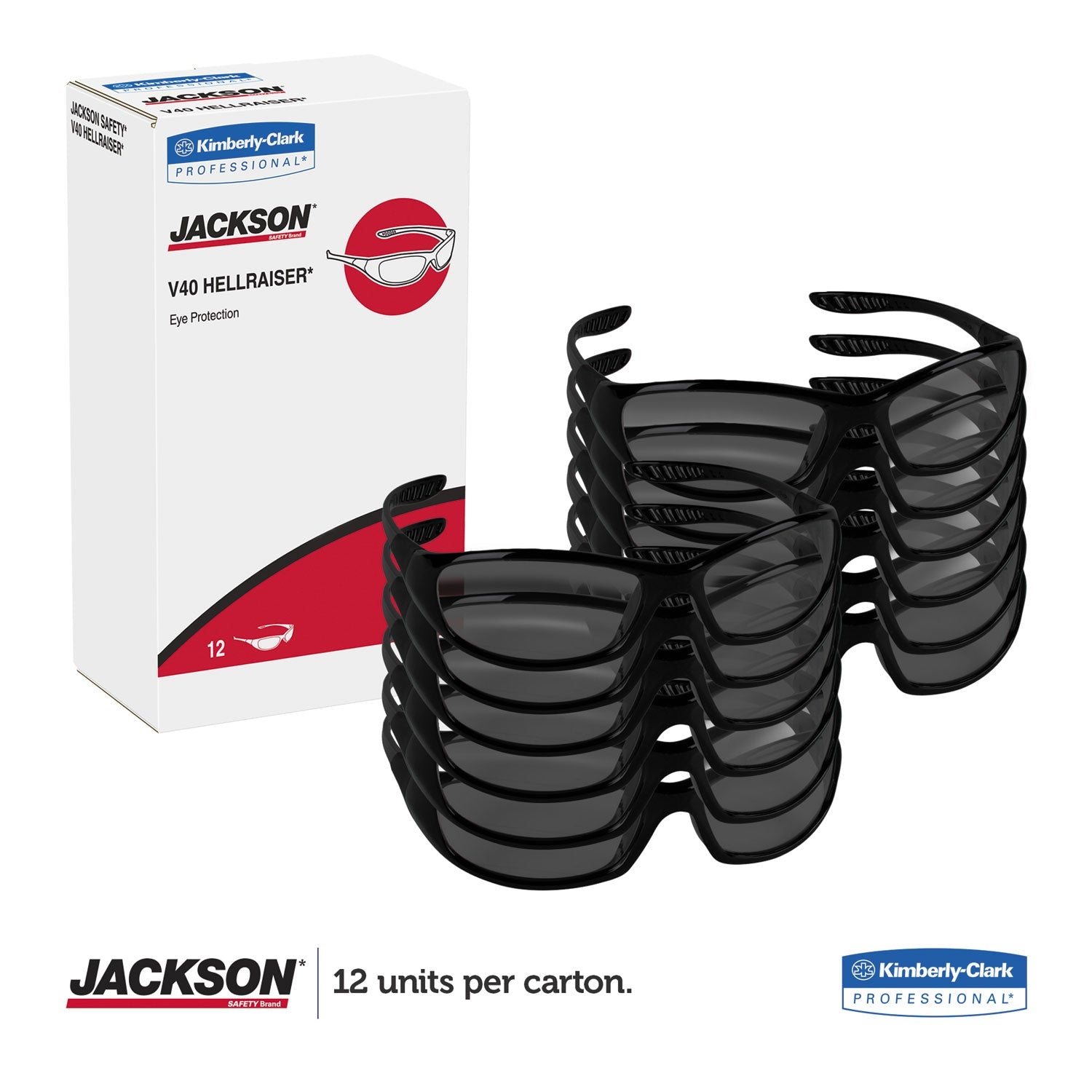 KleenGuard™ V40 HellRaiser Safety Glasses, Black Frame, Smoke Lens - Bloom Skins