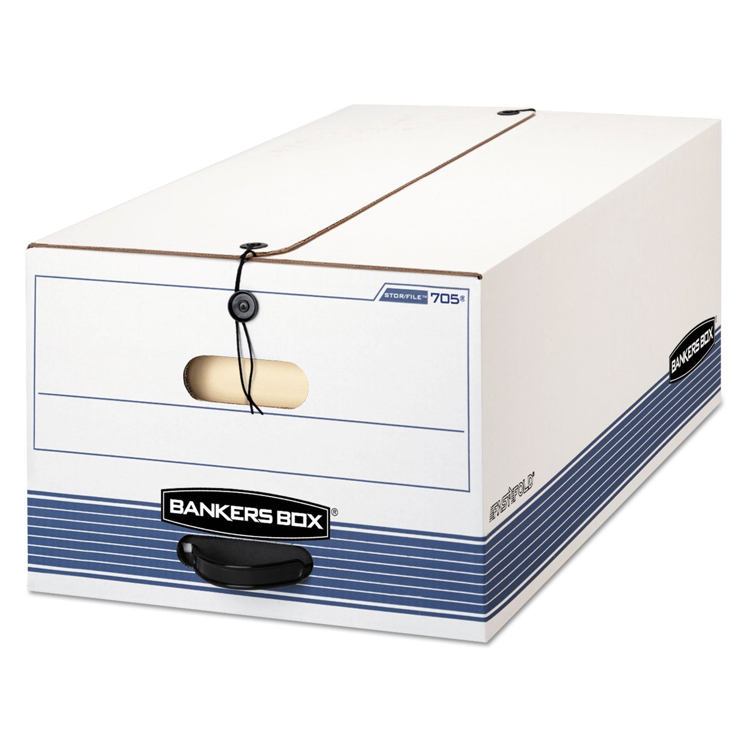 Bankers Box® Stor/file Medium-Duty Strength Storage Boxes, Legal Files, 15.25" X 19.75" X 10.75", White/blue, 4/carton
