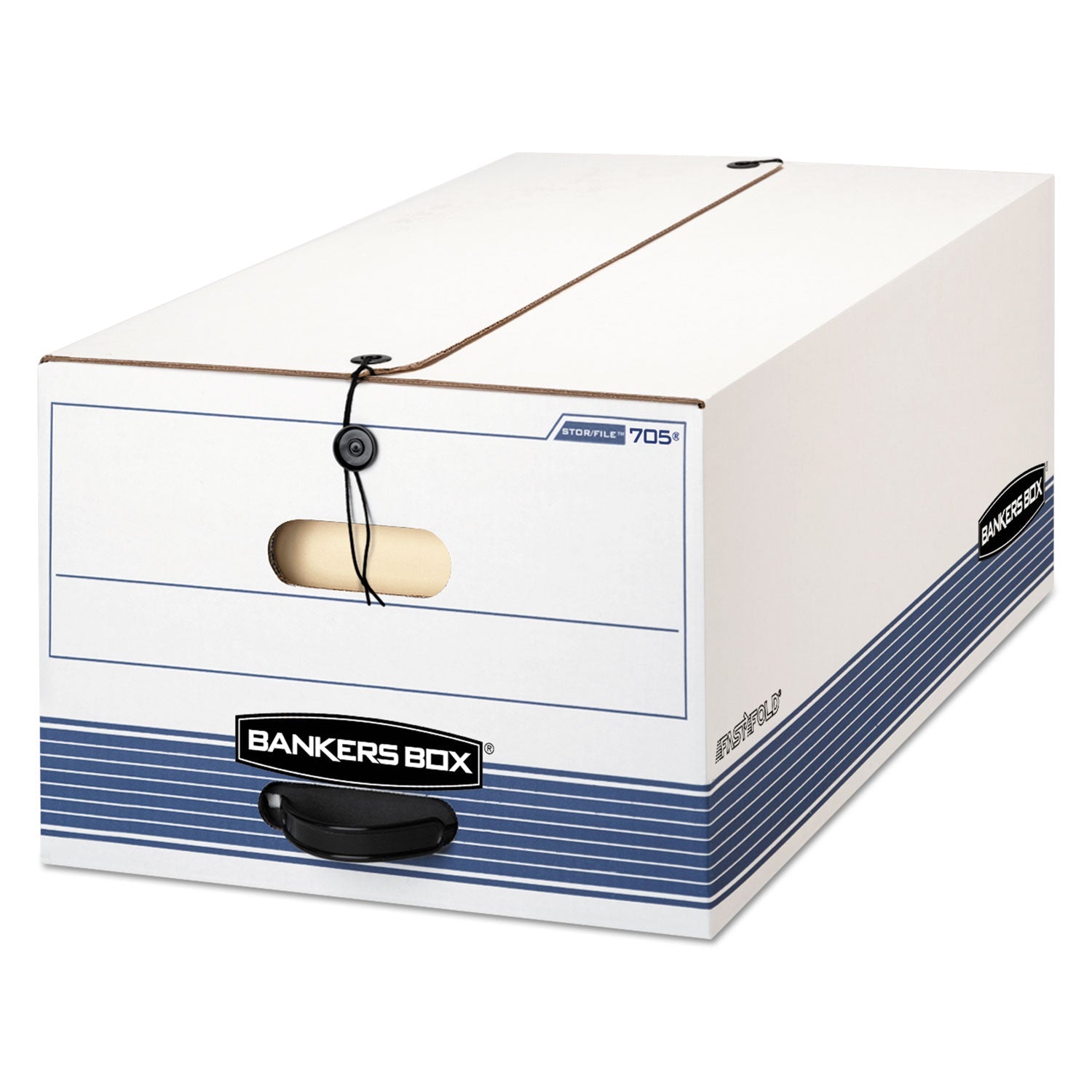 Bankers Box® Stor/file Medium-Duty Strength Storage Boxes, Legal Files, 15.25" X 24.13" X 10.75", White/blue, 12/carton