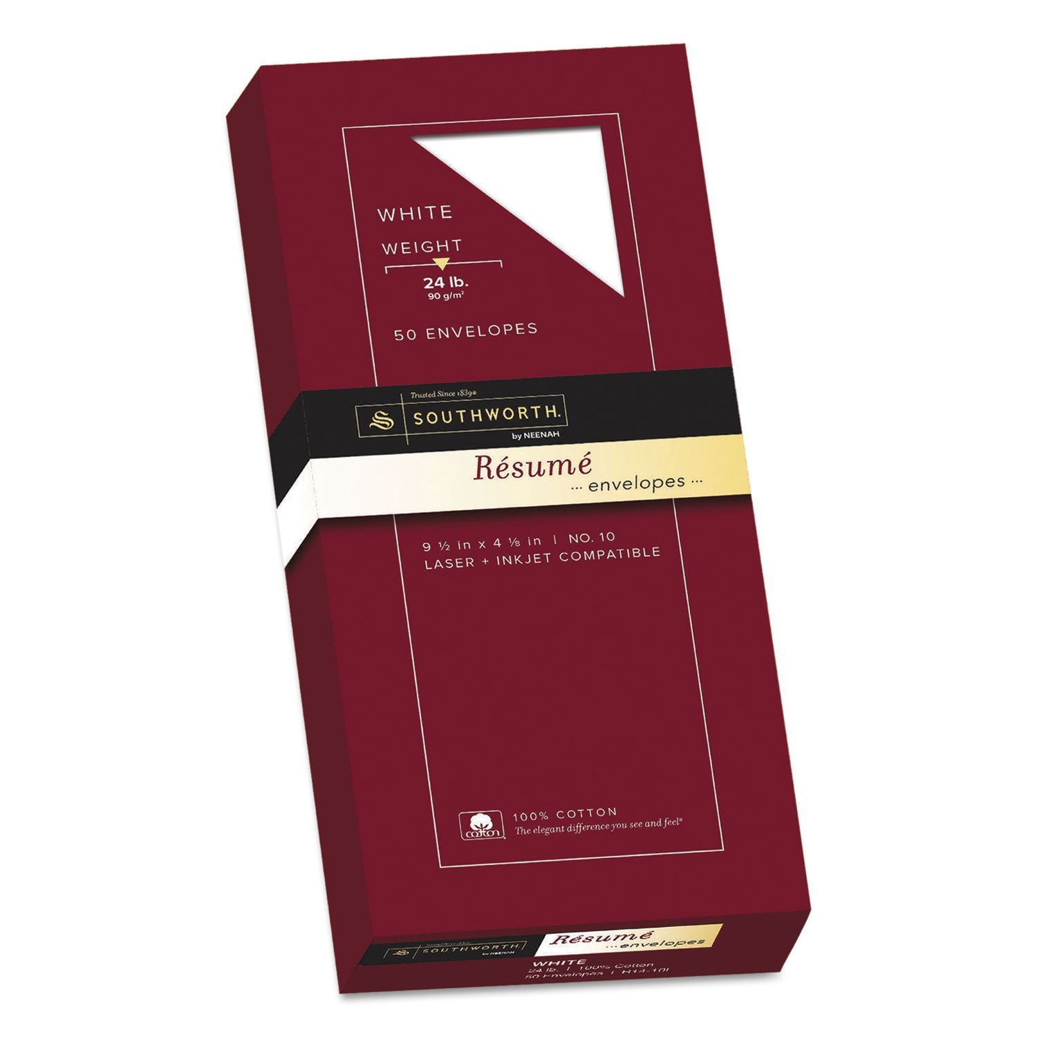 100% Cotton Resume Envelope | #10 White, 50/Box