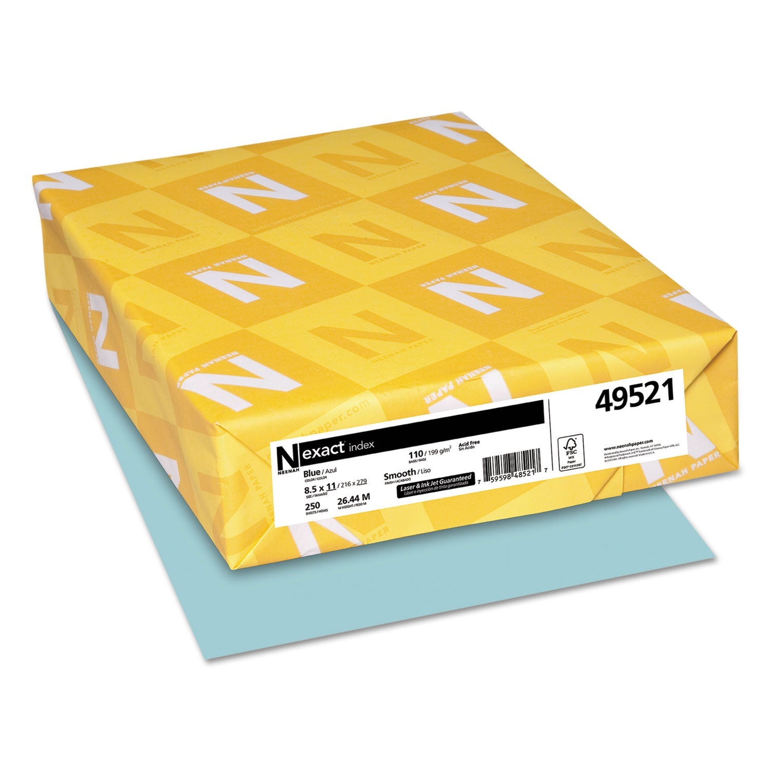 Blue Index Card Stock | 110lb, 8.5x11, 250/Pack