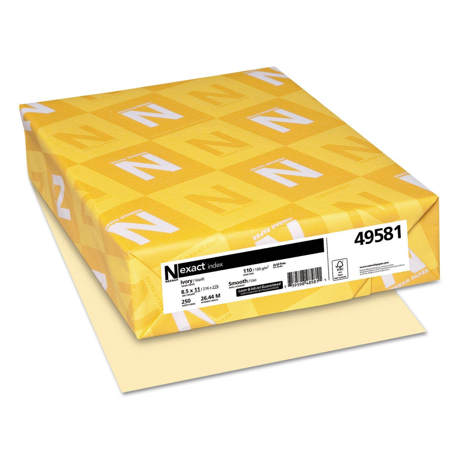 Ivory Index Card Stock | 110lb, 8.5x11, 250/Pack