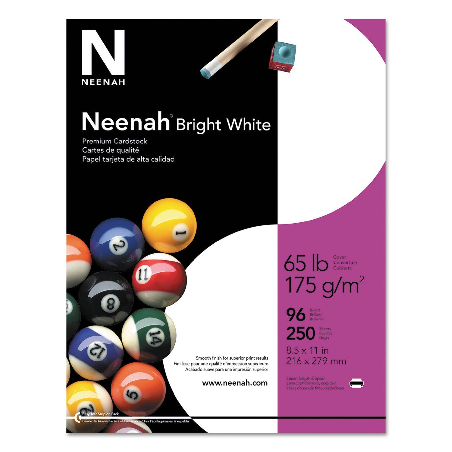 Bright White Card Stock | 65lb, 8.5x11, 250/Pack