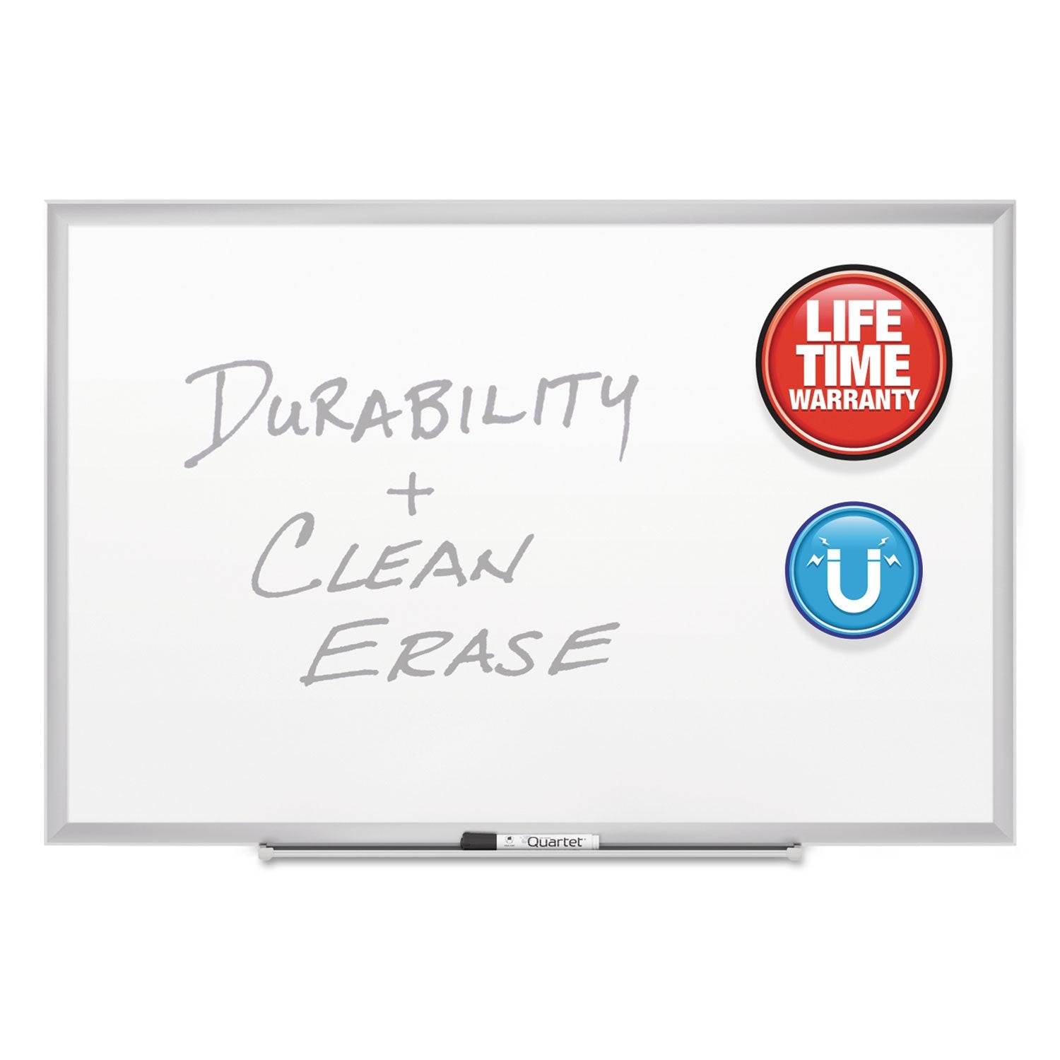 Quartet® Classic Series Porcelain Magnetic Dry Erase Board, 72" x 48", White Surface, Satin Aluminum Frame