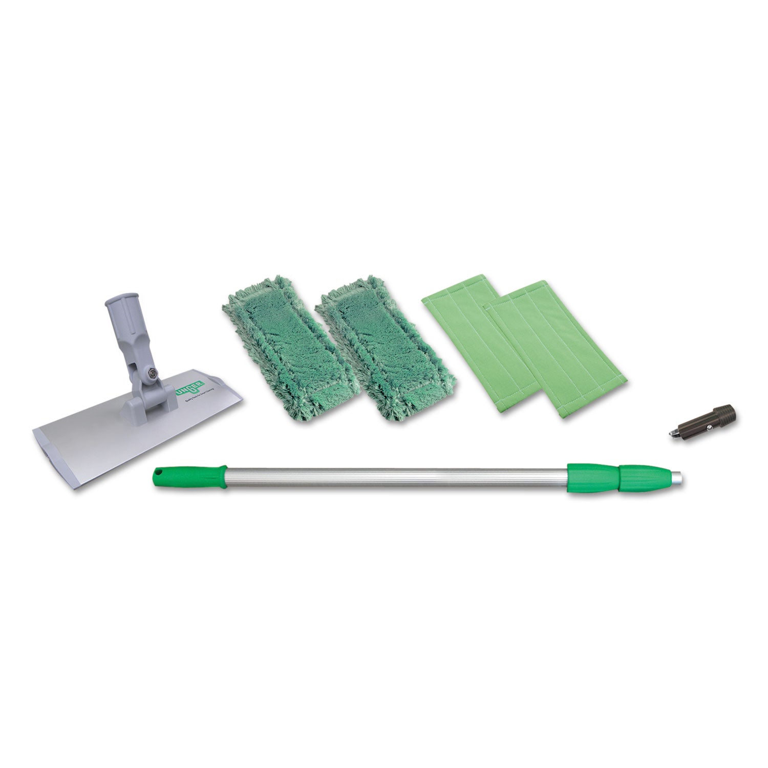 Unger® Speedclean Window Cleaning Kit, Aluminum, 72" Extension Pole, 8" Pad Holder, Silver/green