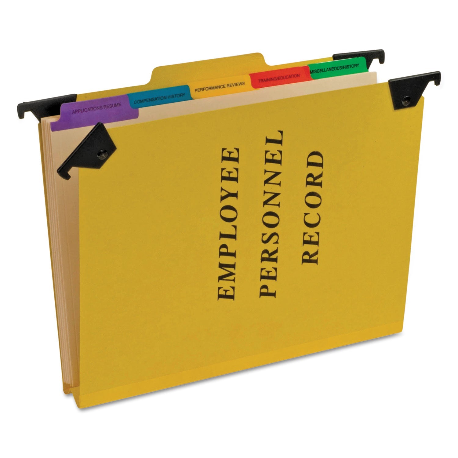 Pendaflex® Hanging-Style Personnel Folders, 5 Dividers with 1/5-Cut Tabs, Letter Size, 1/3-Cut Exterior Tabs, Yellow