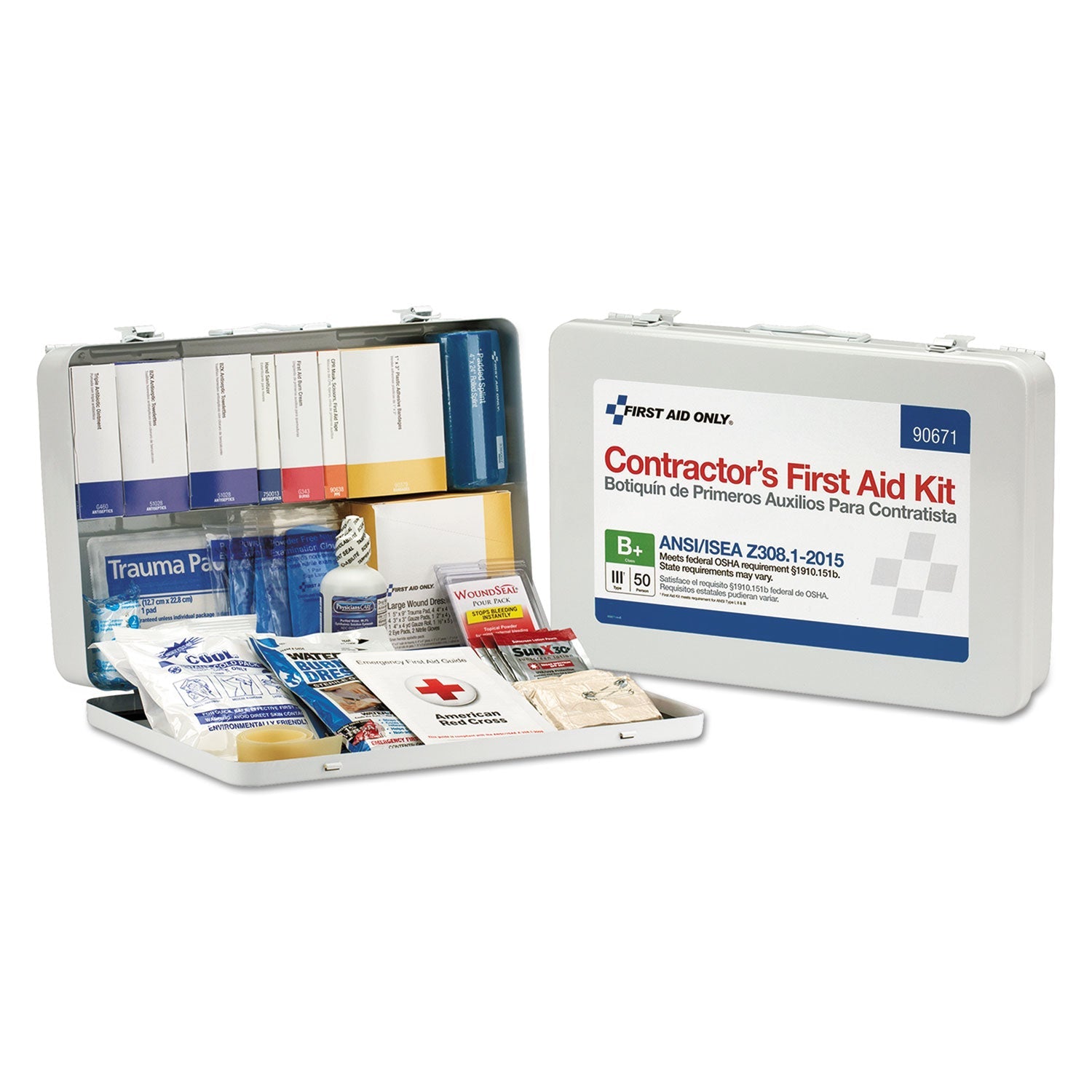 First Aid Only™ Contractor Ansi Class B First Aid Kit For 50 People, 254 Pieces, Metal Case - Bloom Skins