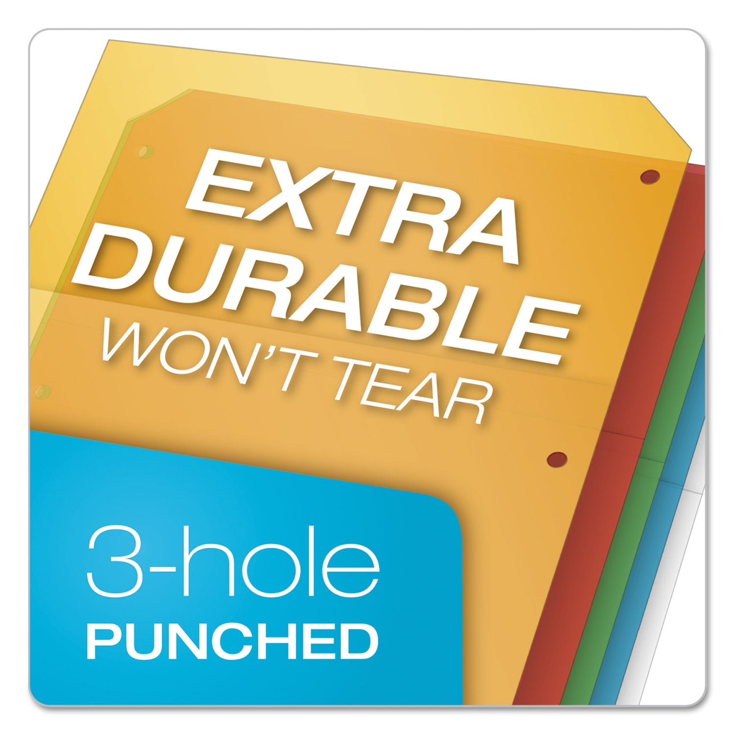 Cardinal® Poly Ring Binder Pockets, 8.5 x 11, Assorted Colors, 5/Pack