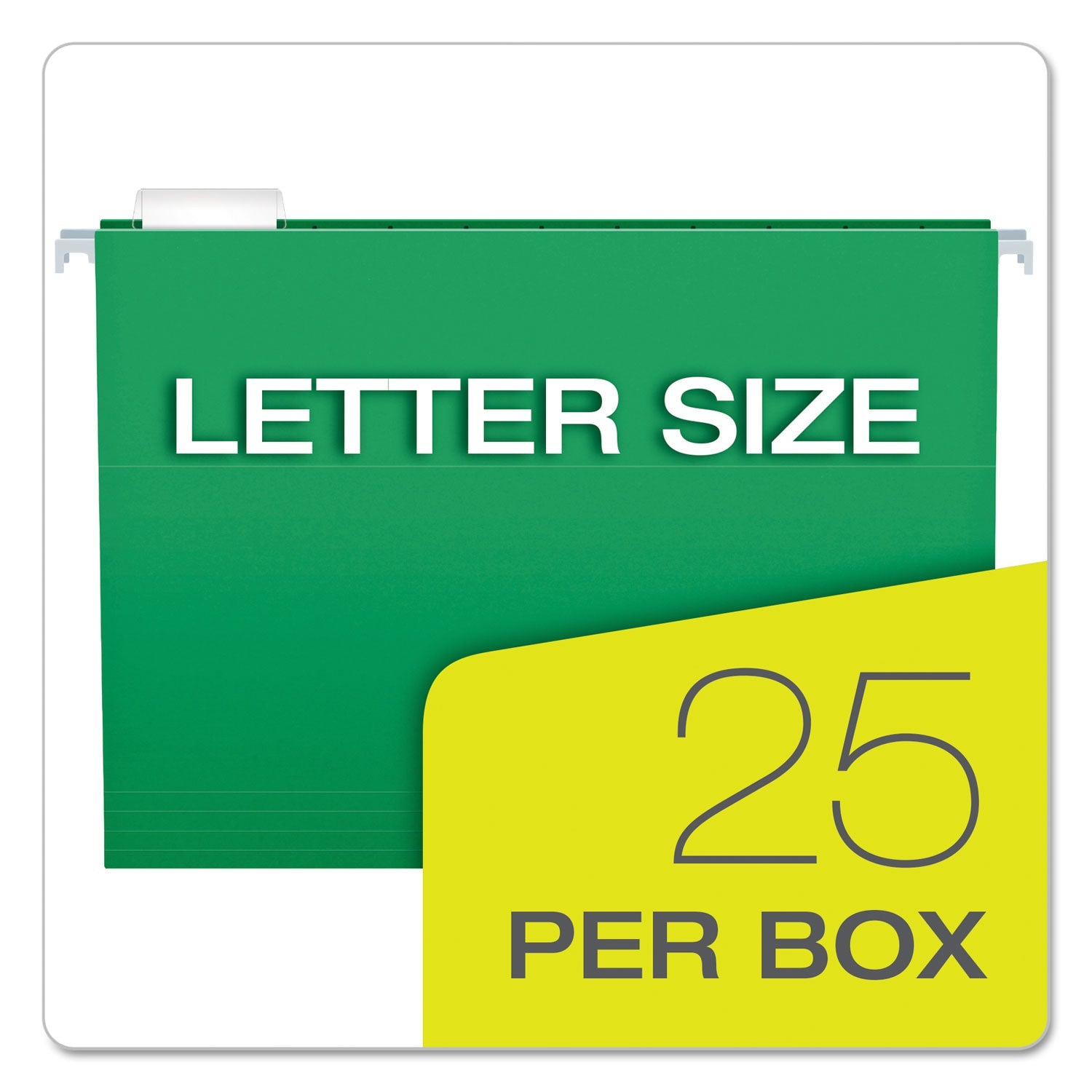Pendaflex® Colored Hanging Folders, Letter Size, 1/5-Cut Tabs, Bright Green, 25/Box