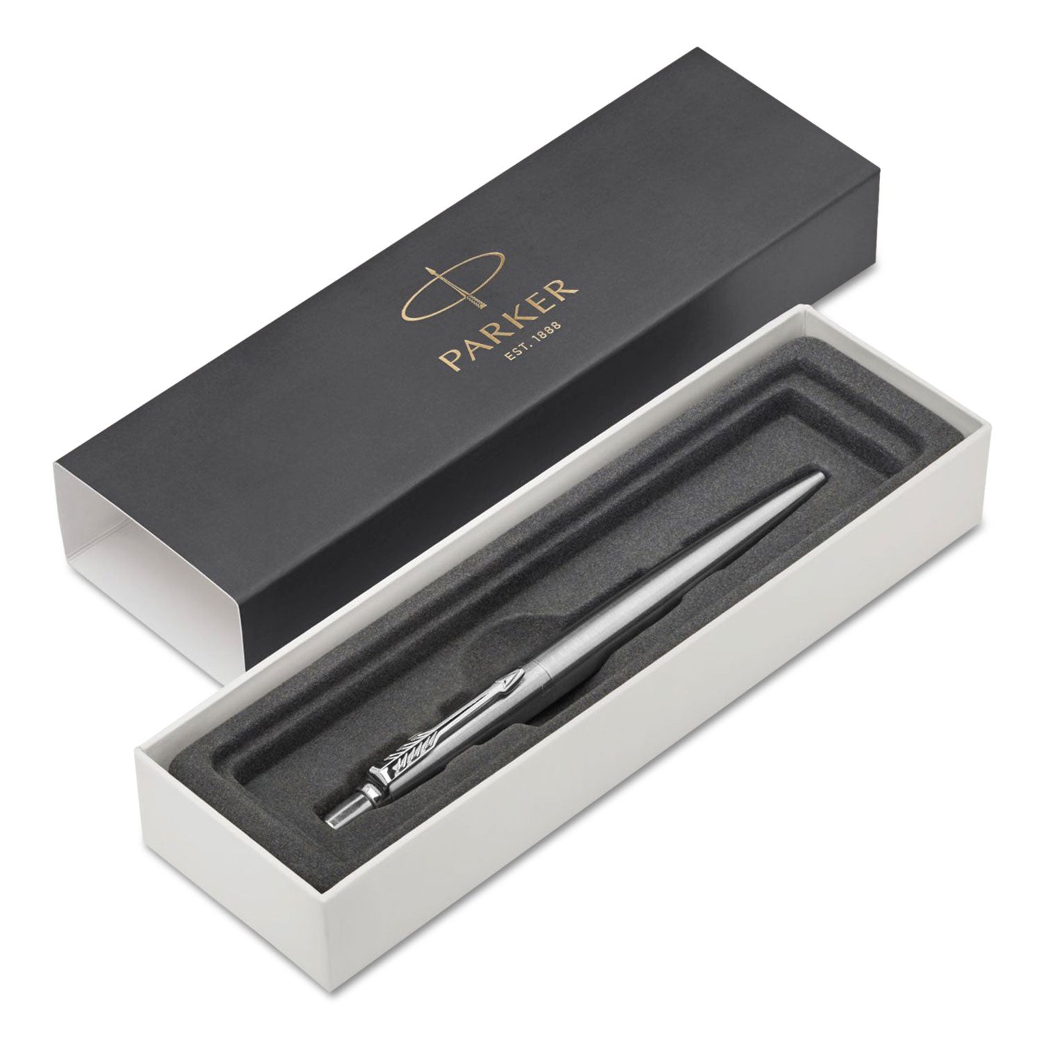 Parker® Jotter Ballpoint Pen, Retractable, Fine 0.5 Mm, Blue Ink, Stainless Steel Barrel