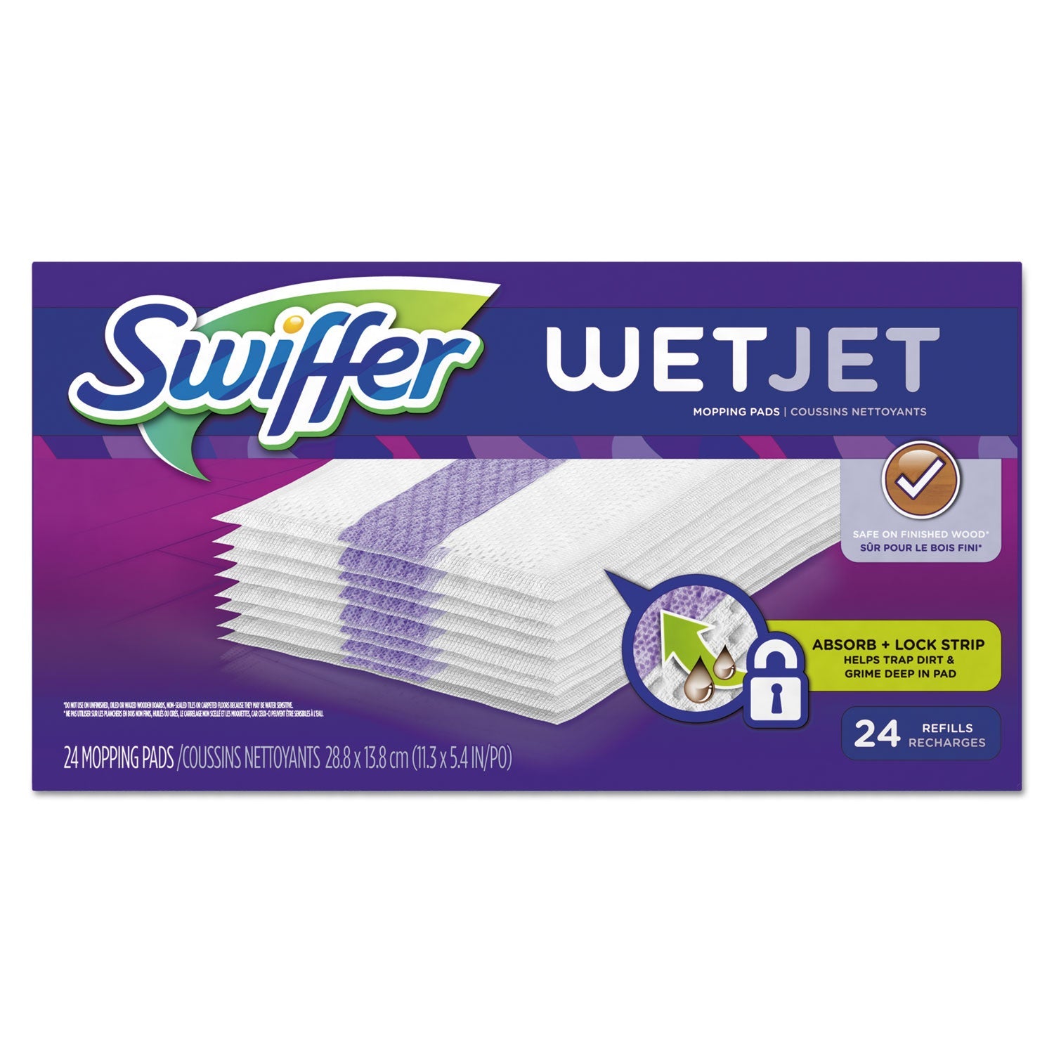 Swiffer® WetJet System Refill Cloths, 11.3" x 5.4", White, 24/Box, 4/Carton