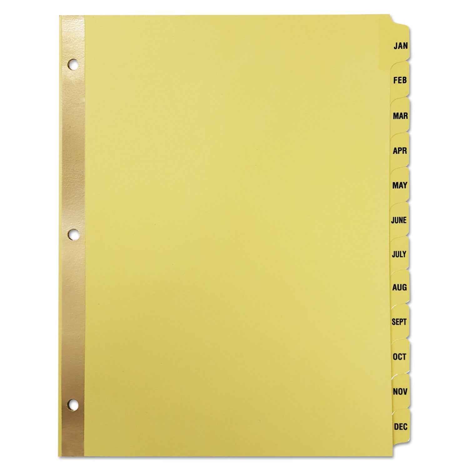 Universal® Deluxe Preprinted Plastic Coated Tab Dividers With Black Printing, 12-Tab, Jan. To Dec., 11 X 8.5, Buff, 1 Set