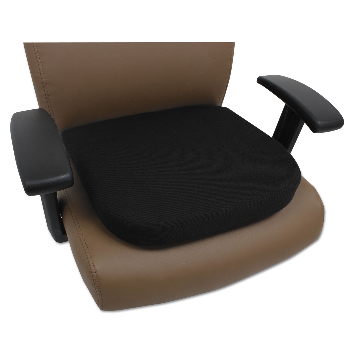 Alera® Cooling Gel Memory Foam Seat Cushion, Fabric Cover with Non-Slip Under-Cushion Surface, 16.5 x 15.75 x 2.75, Black