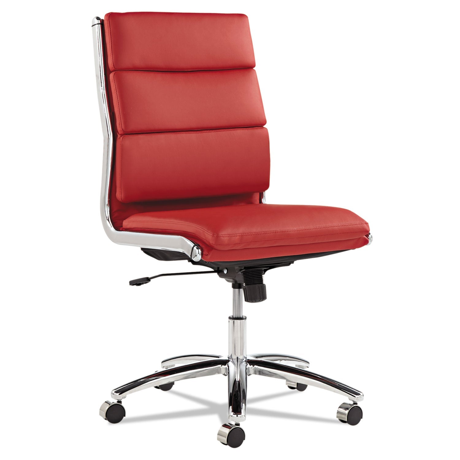 Alera® Alera Neratoli Mid-Back Slim Profile Chair, Faux Leather, Supports Up To 275 Lb, Red Seat/back, Chrome Base
