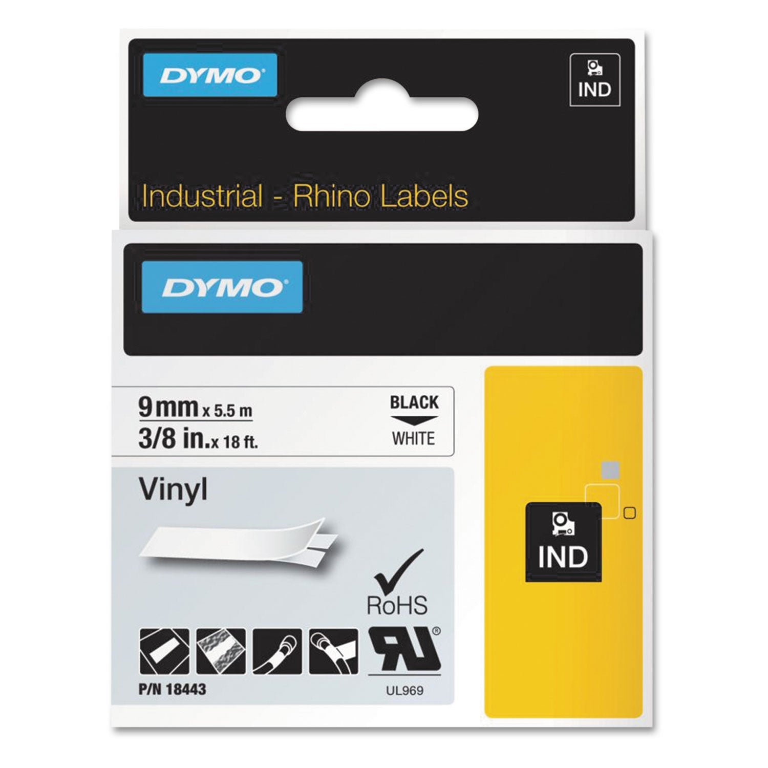 Permanent Vinyl Label Tape | DYMO® Rhino | 0.37"