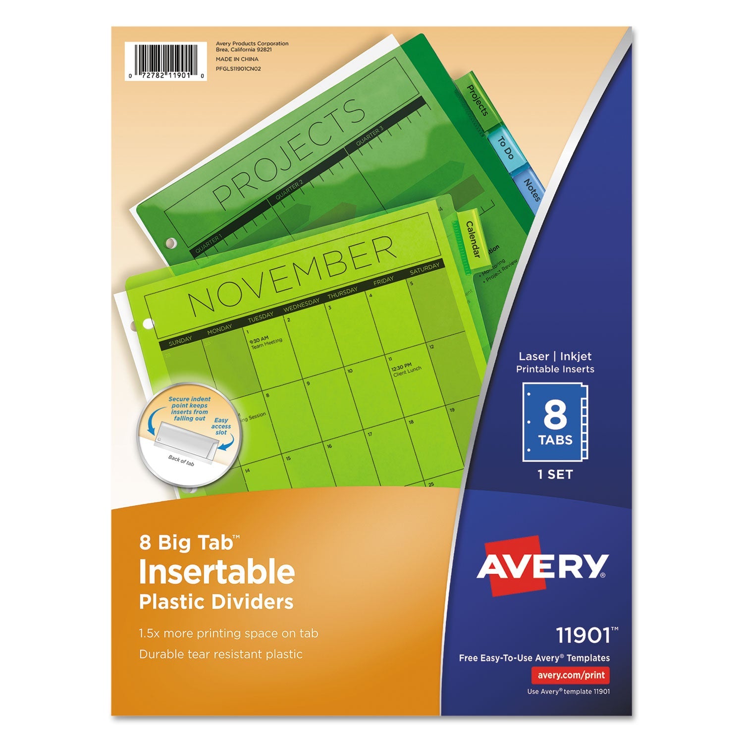 Insertable Big Tab Plastic Dividers | 8-Tab Set