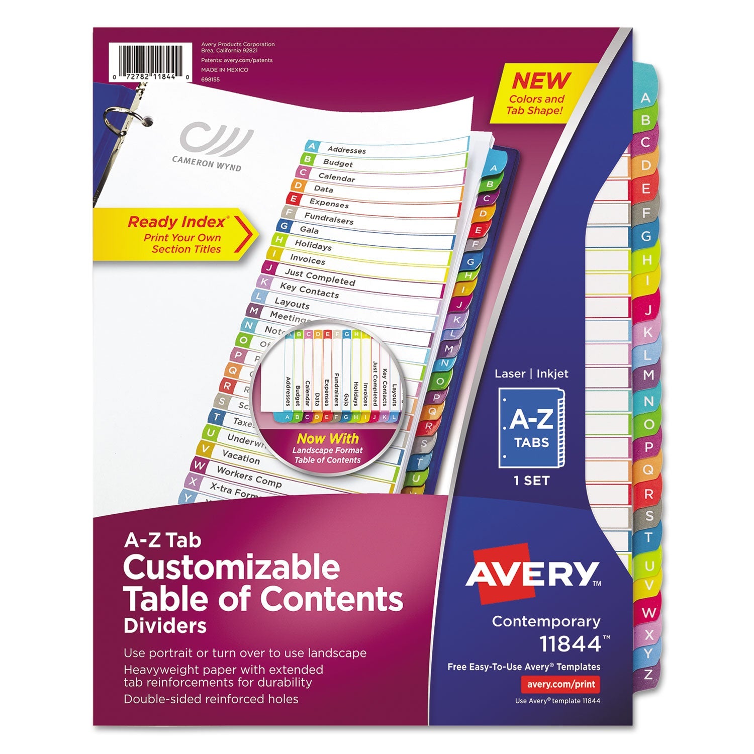 Customizable TOC Ready Index Dividers | 26-Tab, A-Z