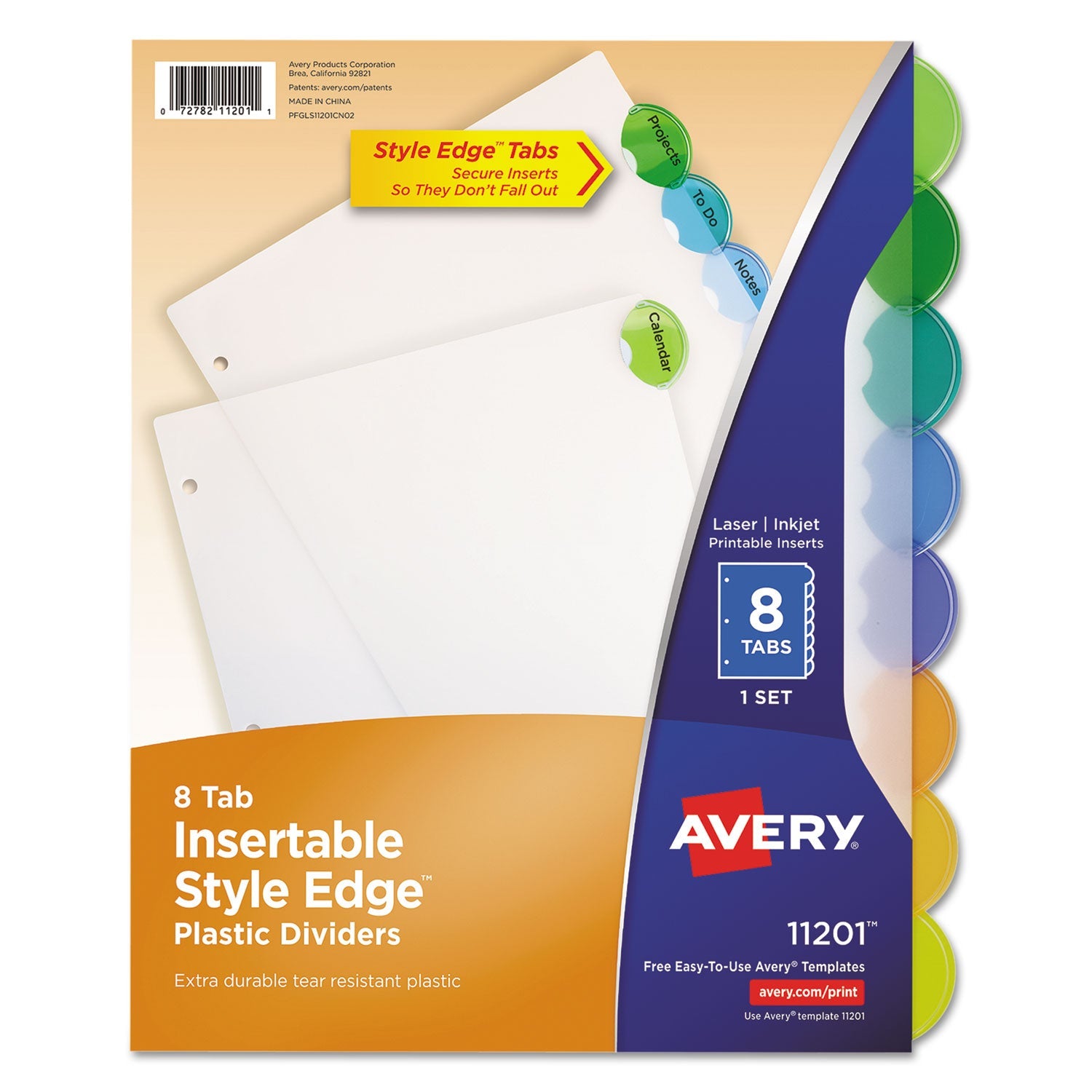 Avery® Insertable Style Edge Tab Plastic Dividers, 8-Tab, 11 X 8.5, Translucent, 1 Set