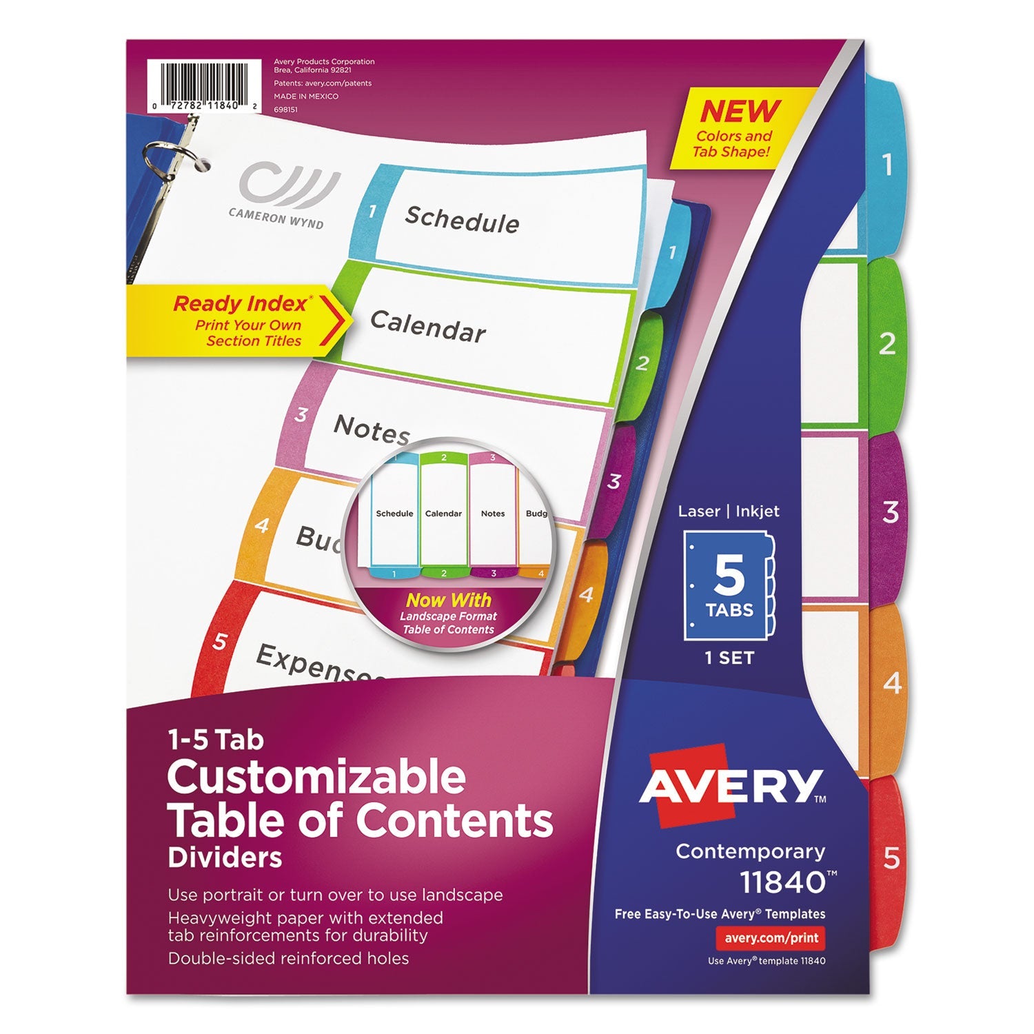 Customizable TOC Ready Index Dividers | 5-Tab