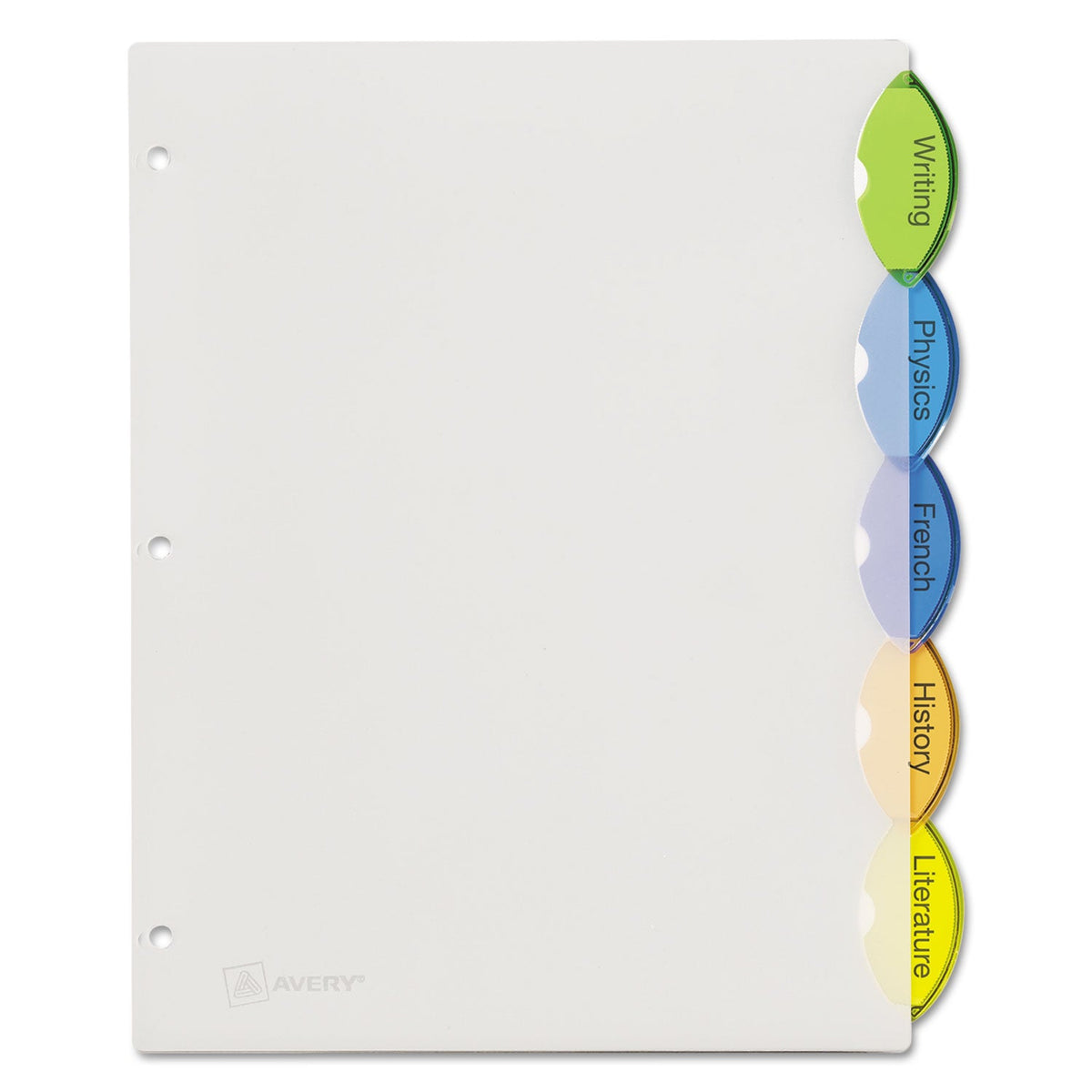Avery® Insertable Style Edge Tab Plastic Dividers, 5-Tab, 11 X 8.5, Translucent, 1 Set