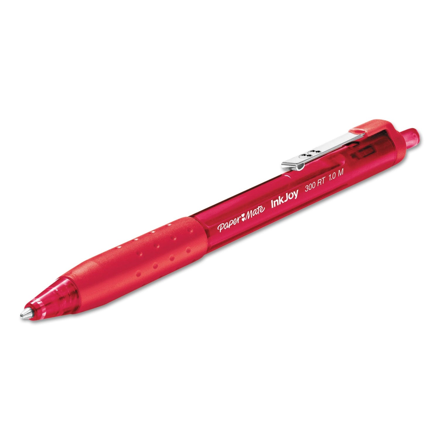 Paper Mate® InkJoy 300 RT Ballpoint Pen, Retractable, Medium 1 mm, Red Ink, Red Barrel, Dozen