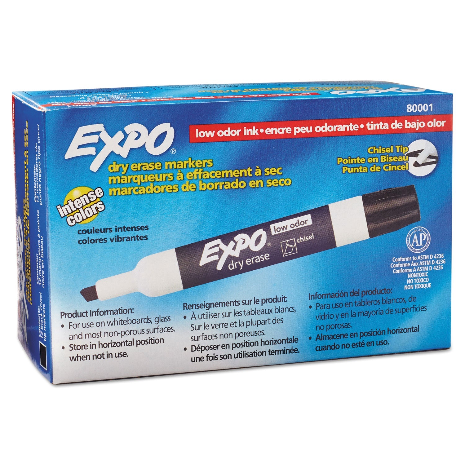 EXPO® Low-Odor Dry-Erase Marker, Broad Chisel Tip, Black, Dozen