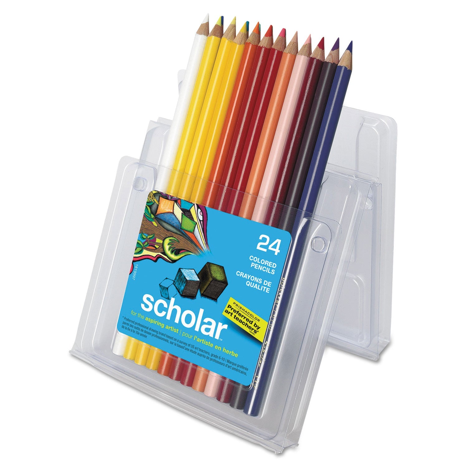 Prismacolor® Scholar Colored Pencil Set, 3 mm, 2B, Assorted Lead and Barrel Colors, 24/Pack