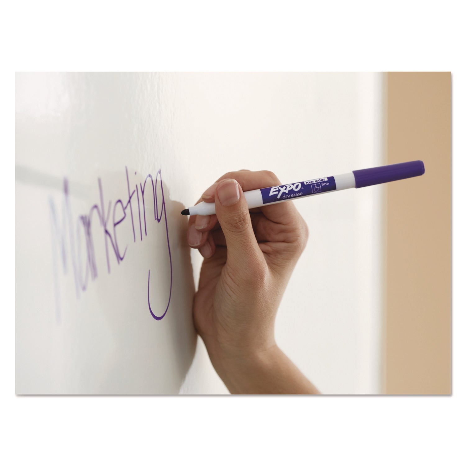 EXPO® Low-Odor Dry-Erase Marker, Fine Bullet Tip, Blue, Dozen