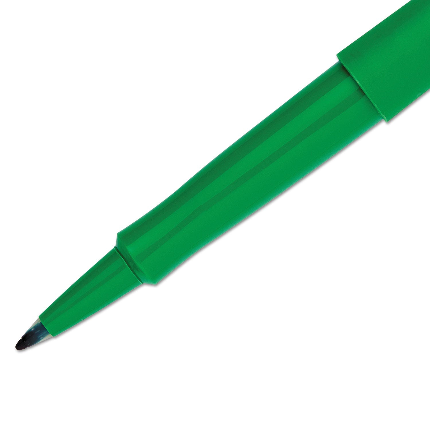 Paper Mate® Point Guard Flair Felt Tip Porous Point Pen, Stick, Medium 0.7 Mm, Green Ink, Green Barrel, Dozen