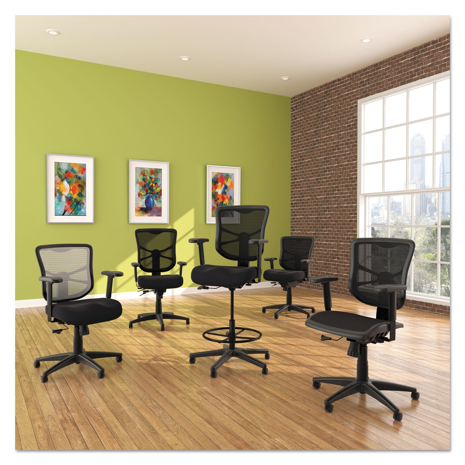 Alera® Alera Elusion Series Mesh Mid-Back Swivel/tilt Chair, Supports Up To 275 Lb, 17.9" To 21.6" Seat Height, Black