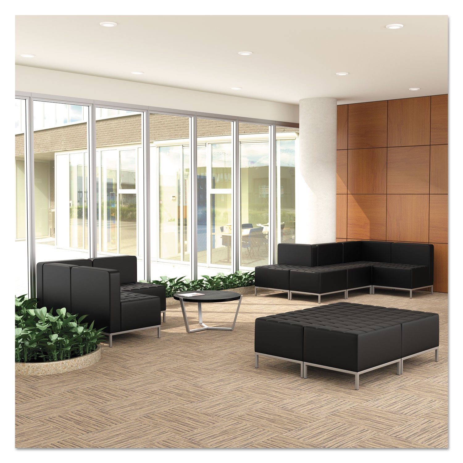 Alera® Alera QUB Series Armless L Sectional, Center Seat, 26.38" x 26.38" x 30.5", Black