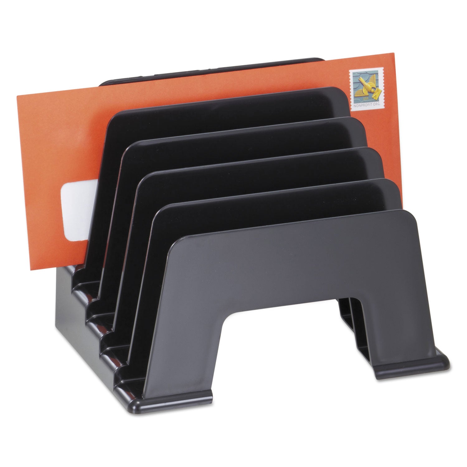 Recycled Plastic Incline Sorter | 5-Section, Black