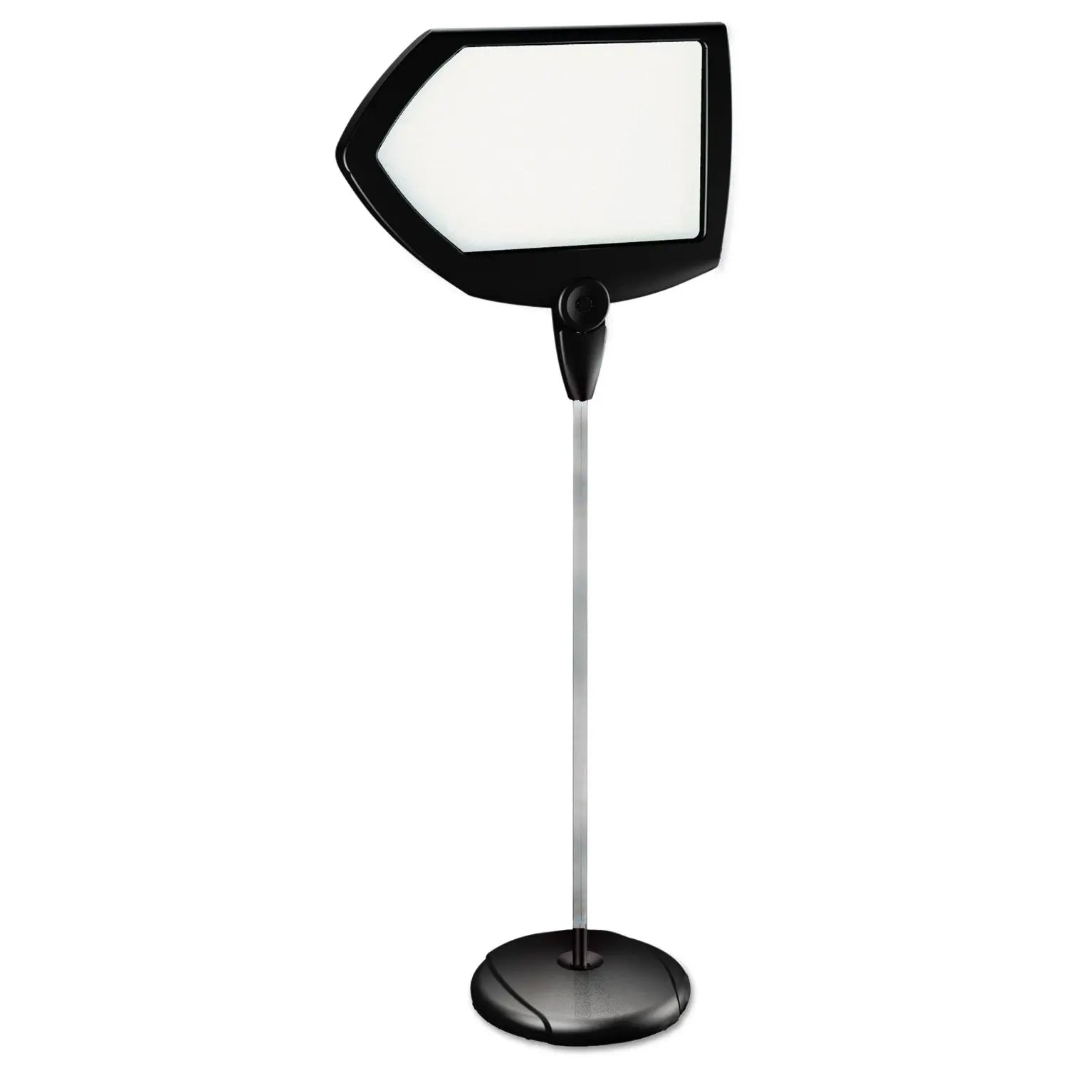 MasterVision® Magnetic Dry Erase Floor Stand Signs, Arrow, Adjusts Up to 63" Tall, Black/Silver Stand, White 25" x 17" Face