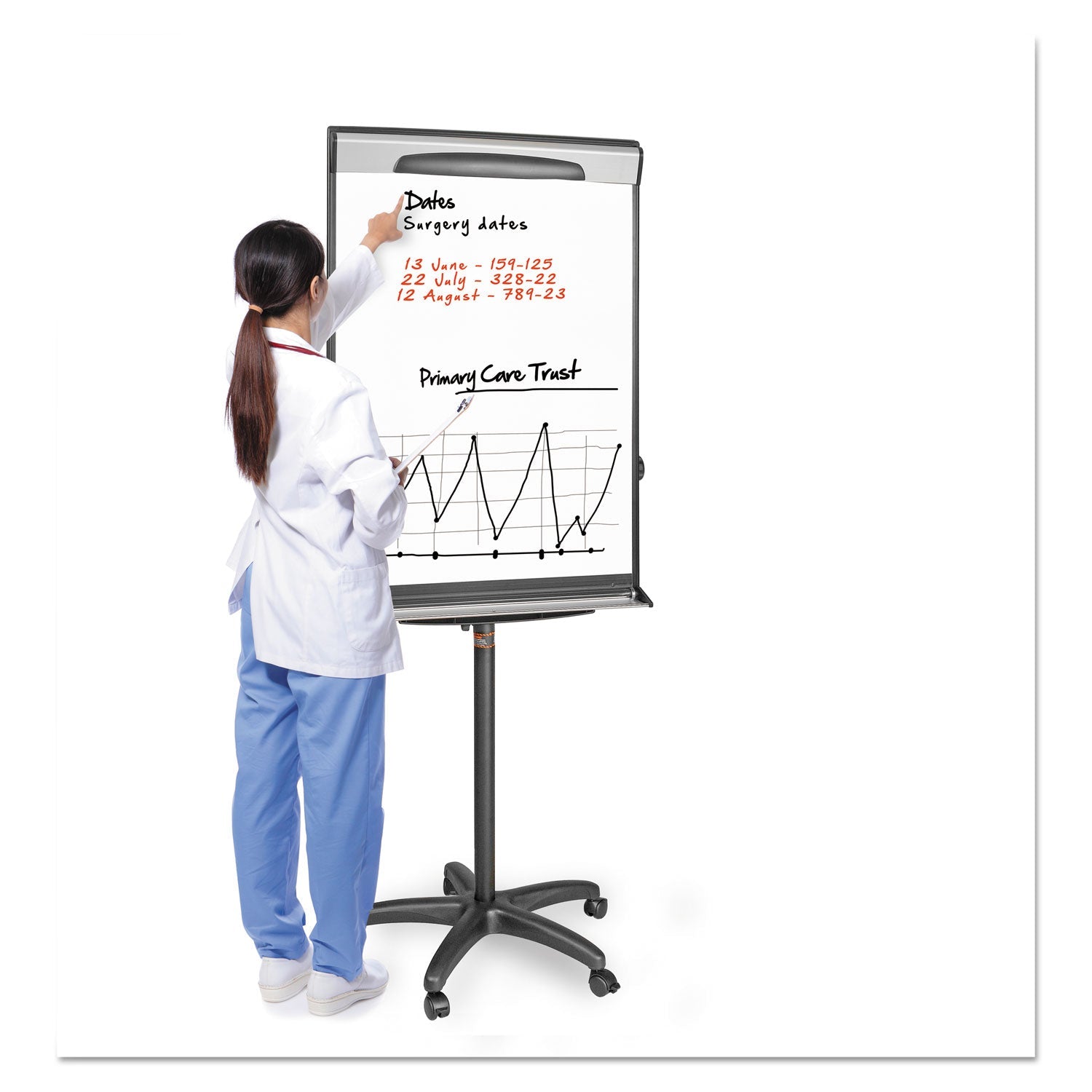 MasterVision® Tripod Extension Bar Magnetic Gold Ultra Dry Erase Easel, 30" x 36", White Surface, Black/Satin Aluminum Frame