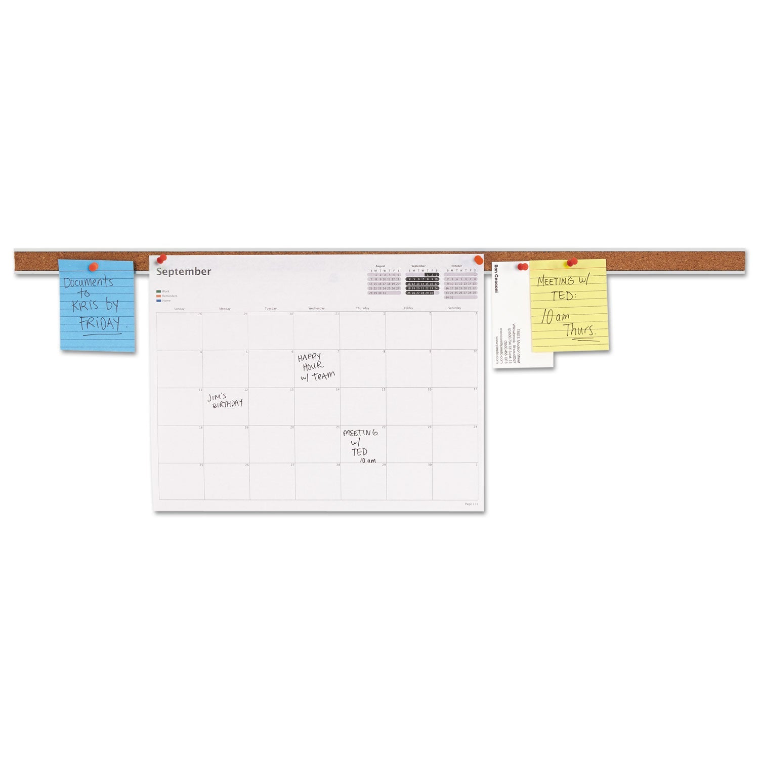 Universal® Cork Bulletin Bar, 1" x 24", Brown/Silver