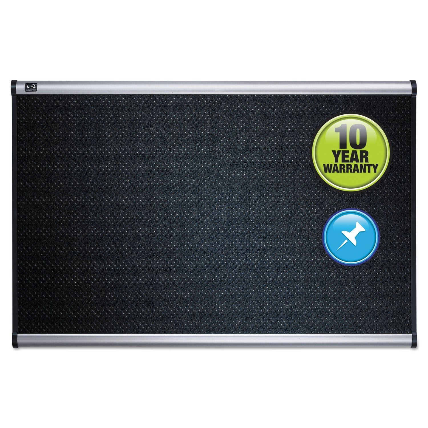 Quartet® Prestige Black Embossed Foam Bulletin Board, 36" x 24", Black Surface, Silver Aluminum/Plastic Frame