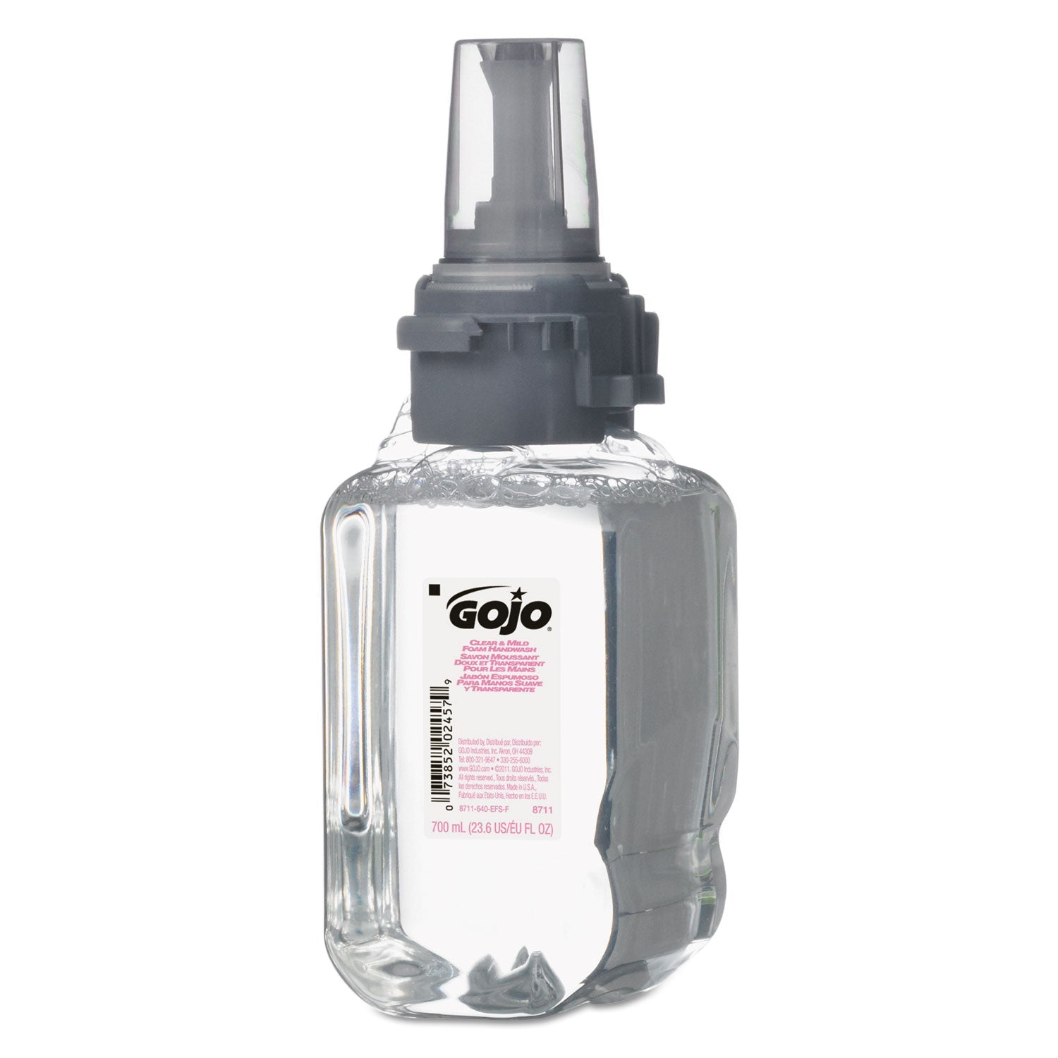 GOJO® Clear and Mild Foam Handwash Refill, For ADX-7 Dispenser, Fragrance-Free, 700 mL, 4/Carton