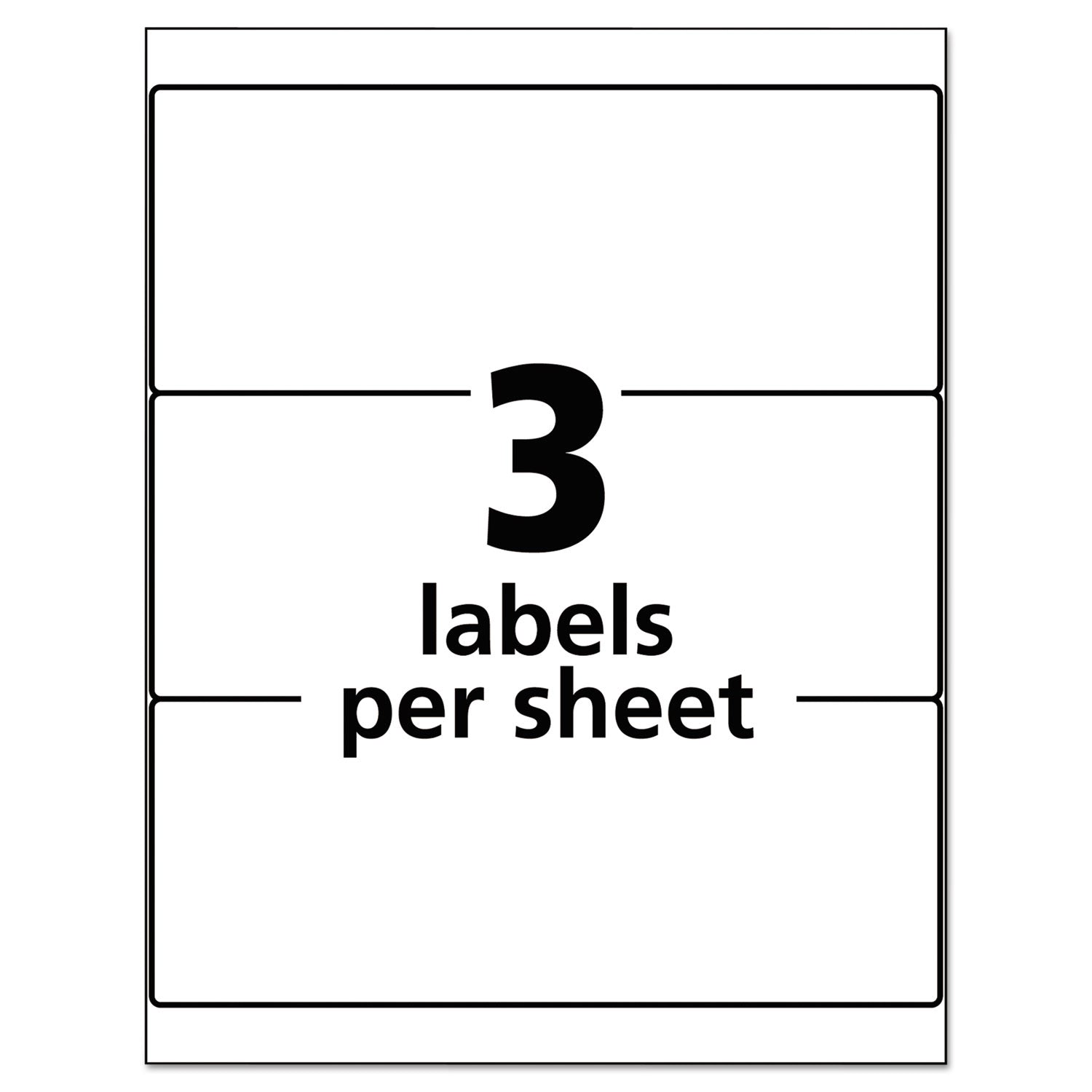 Avery® Durable Permanent Id Labels With Trueblock Technology, Laser Printers, 3.25 X 8.38, White, 3/sheet, 50 Sheets/pack