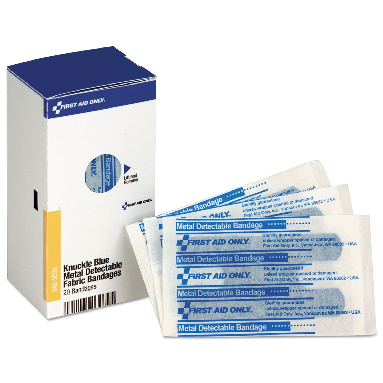 Blue Metal Detectable Bandages | Knuckle 20-Box