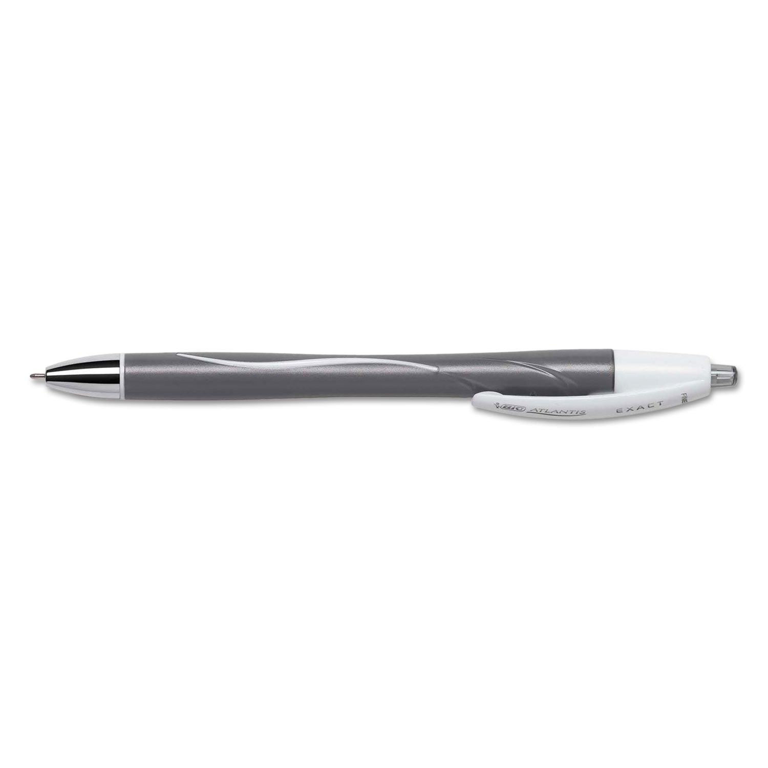 BIC® Glide Exact Ballpoint Pen, Retractable, Fine 0.7 Mm, Black Ink, Black Barrel, Dozen