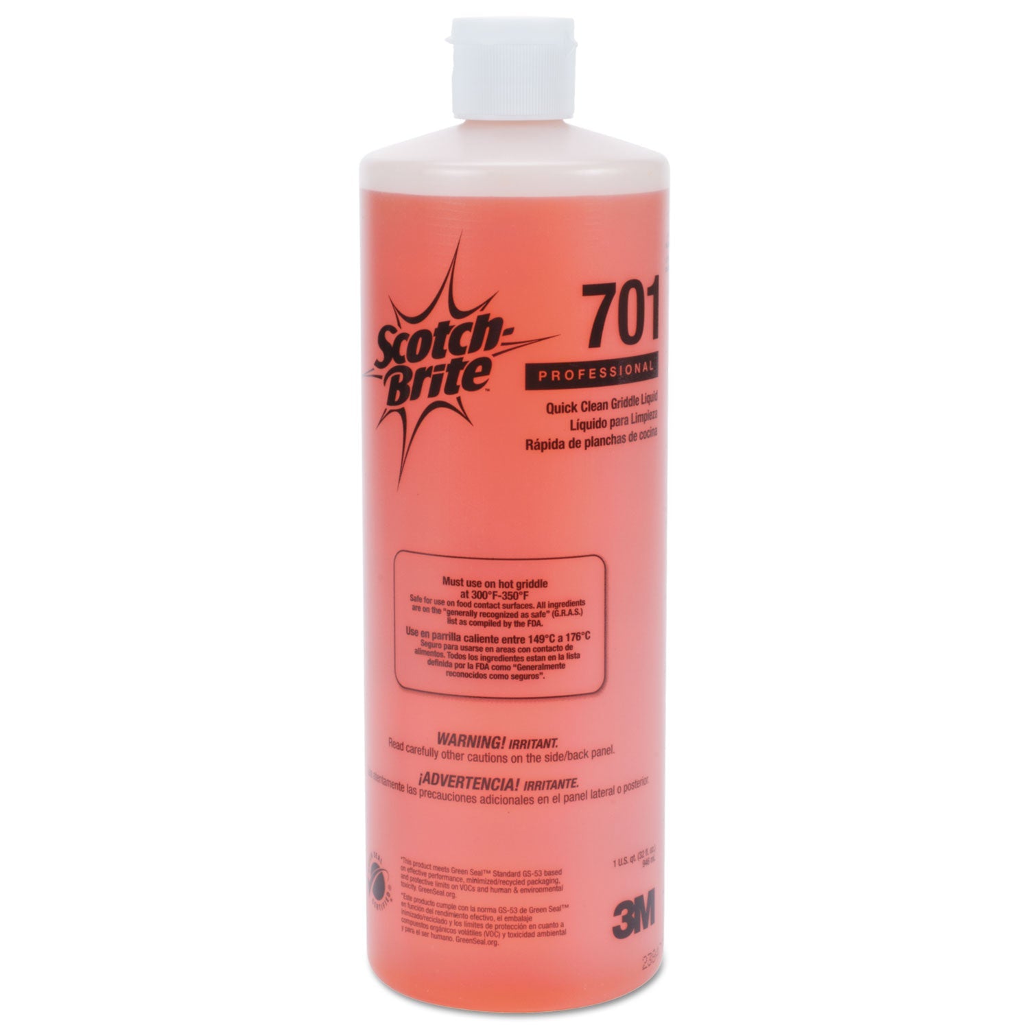 Scotch-Brite™ PROFESSIONAL Quick Clean Griddle Liquid, 1 Qt Bottle, 4/carton