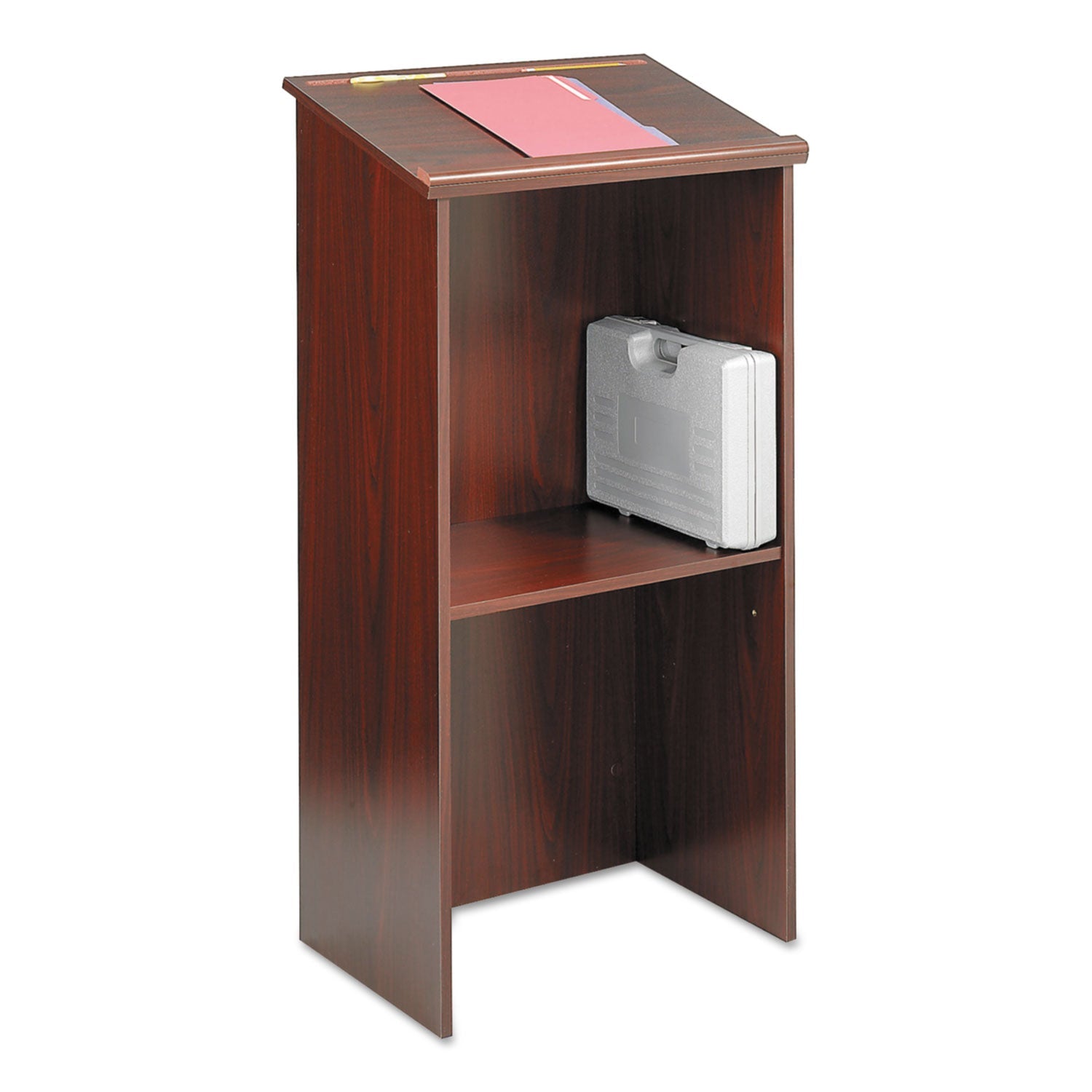 Safco® Stand-Up Lectern, 23 X 15.75 X 46, Mahogany